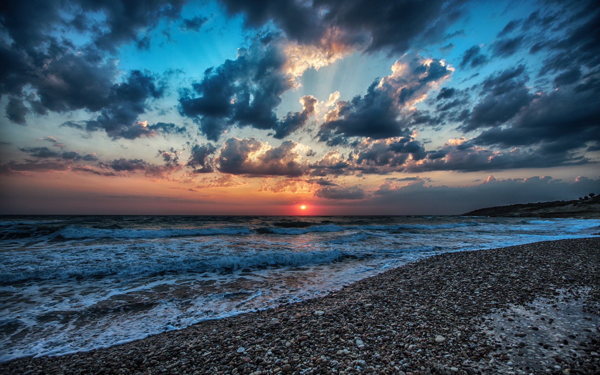 Seascape, Sunset, Kos Island, Greece, Earth, 1080P, HD Wallpaper