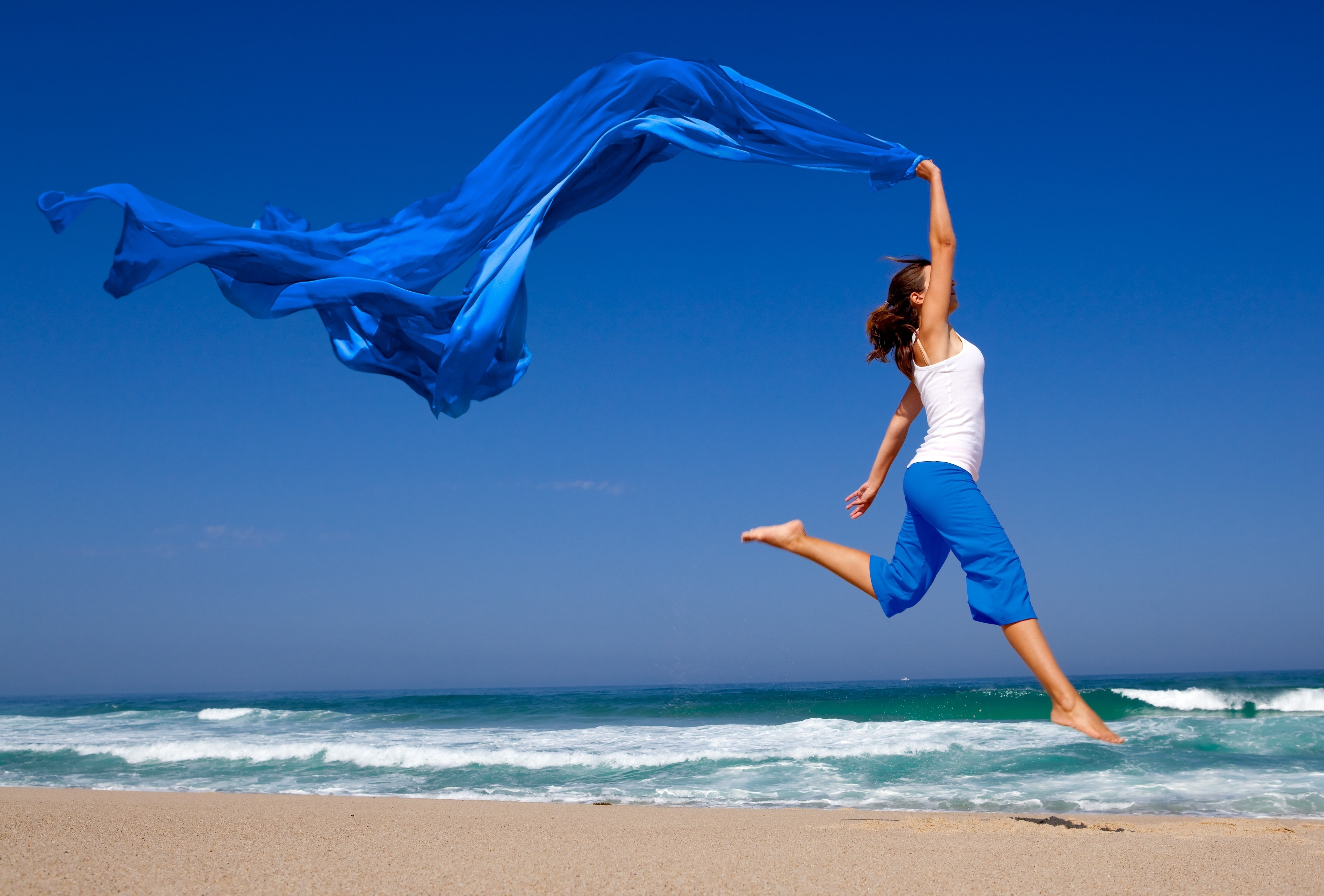 running, beach, beaches, women, seascapes, cloths, art, hd, x, nature, 5K, HD Wallpaper