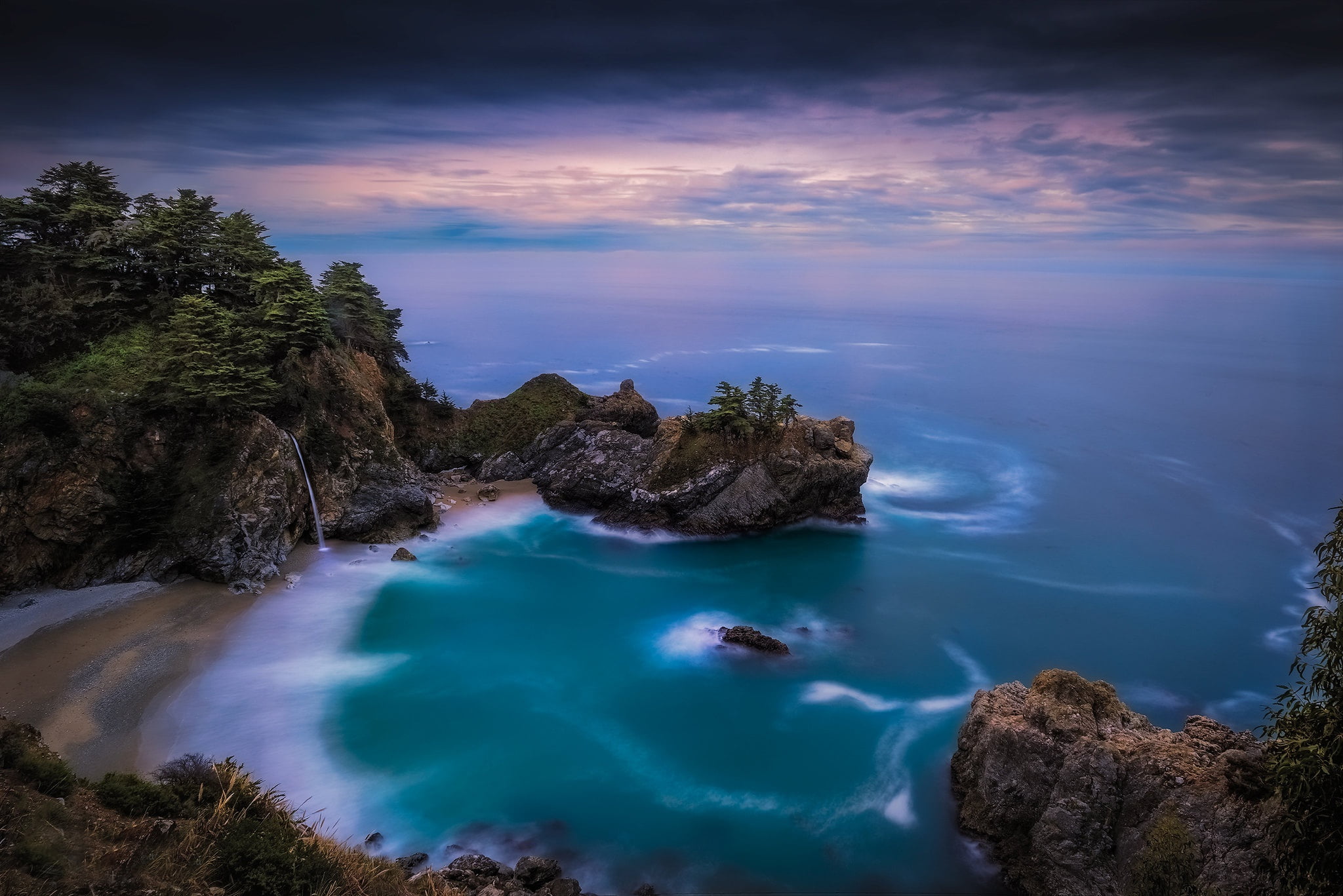 Waterfall Mac Way, 1080P, The Pacific ocean, Clifornia, McWay Falls, Julia Pfeiffer Burns State Park, Pacific Ocean, Julia Pfeiffer Burns, rocks, coast, HD Wallpaper