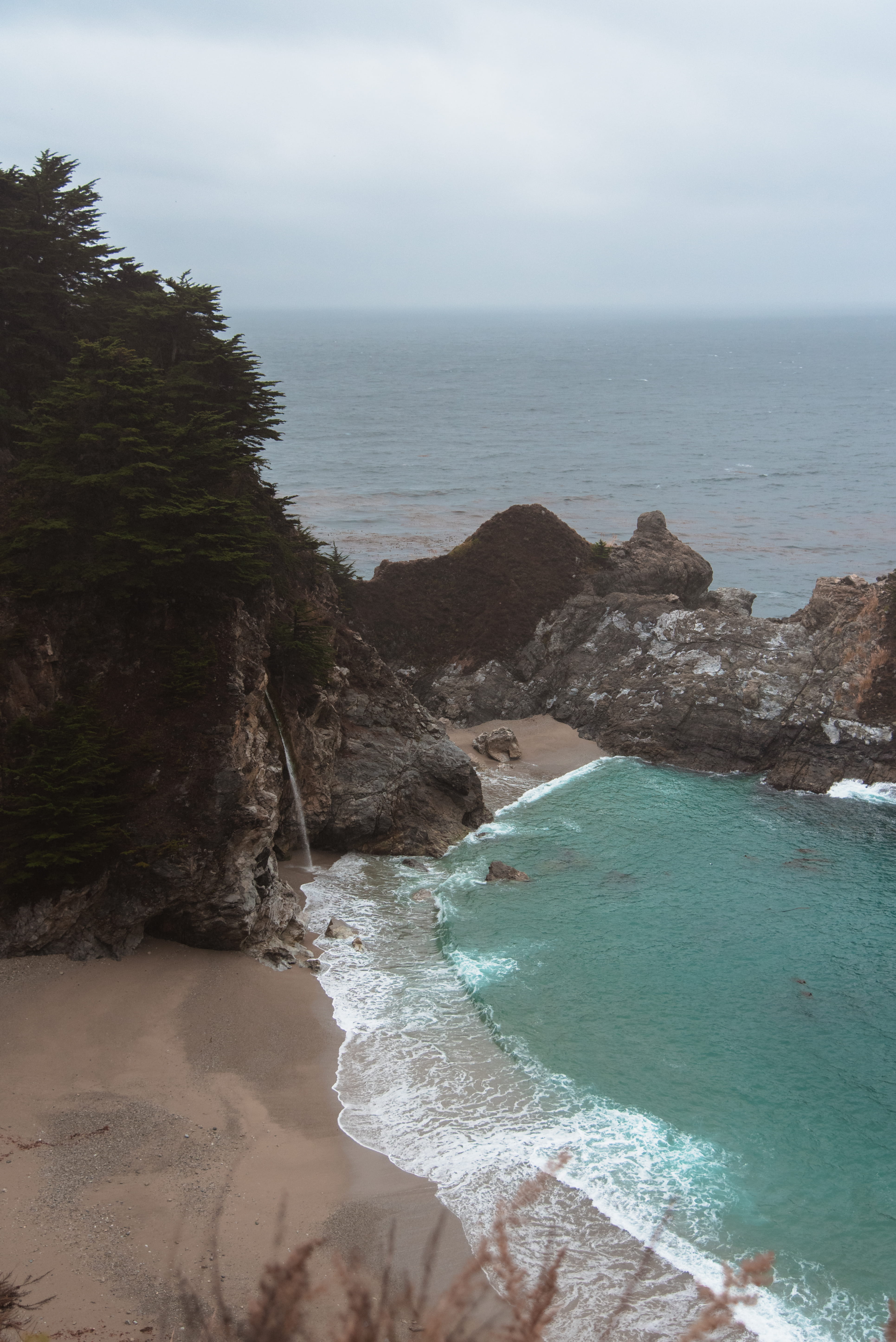 big sur, coast, beach, tranquil scene, outdoors, promontory, sea, horizon, sky, near, peninsula, day, plant, daytime, formation, no people, landscape, rock - object, Phone HD Wallpaper