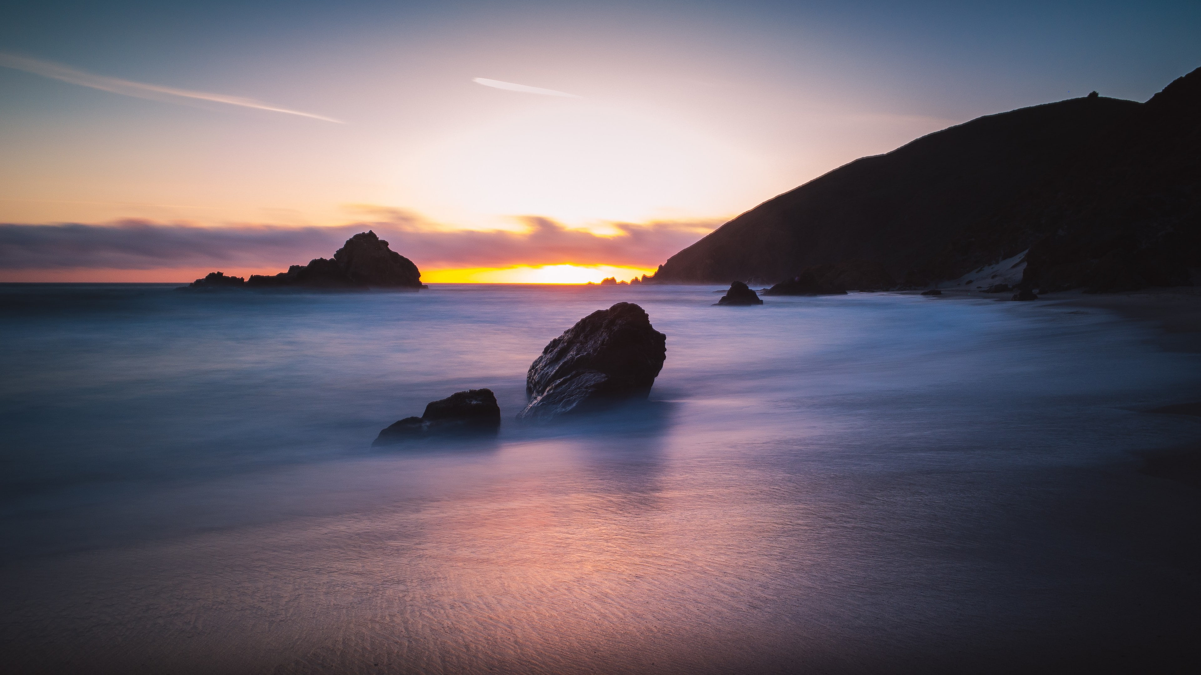 Best Beaches in the World, 4K, Big Sur, USA, 5k, California, Pfeiffer Beach, travel, Sunset, tourism, HD Wallpaper