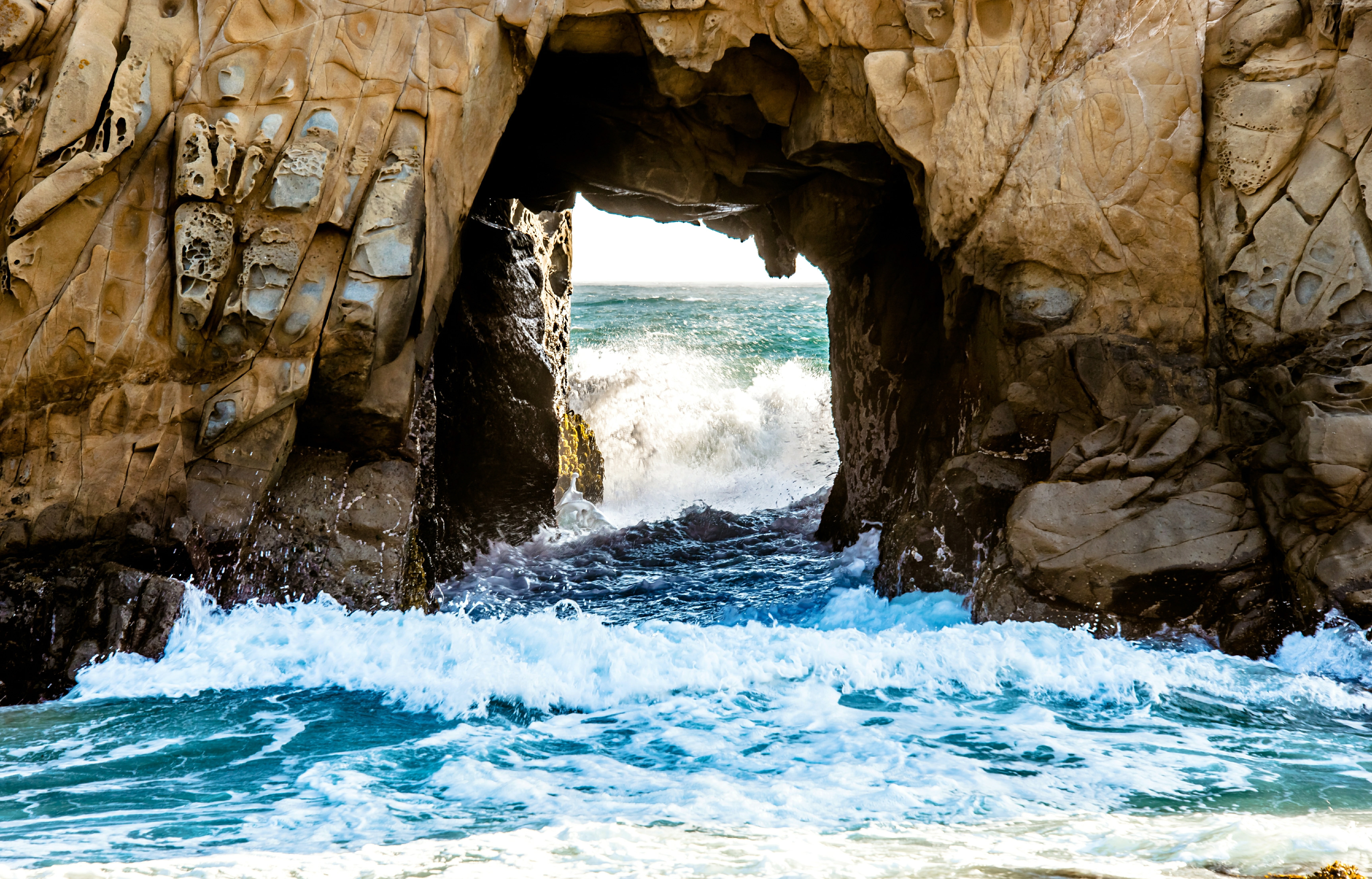 5k, tourism, Pfeiffer Beach, 4k, 5K, 8k, USA, Window Rock, California, travel, HD Wallpaper