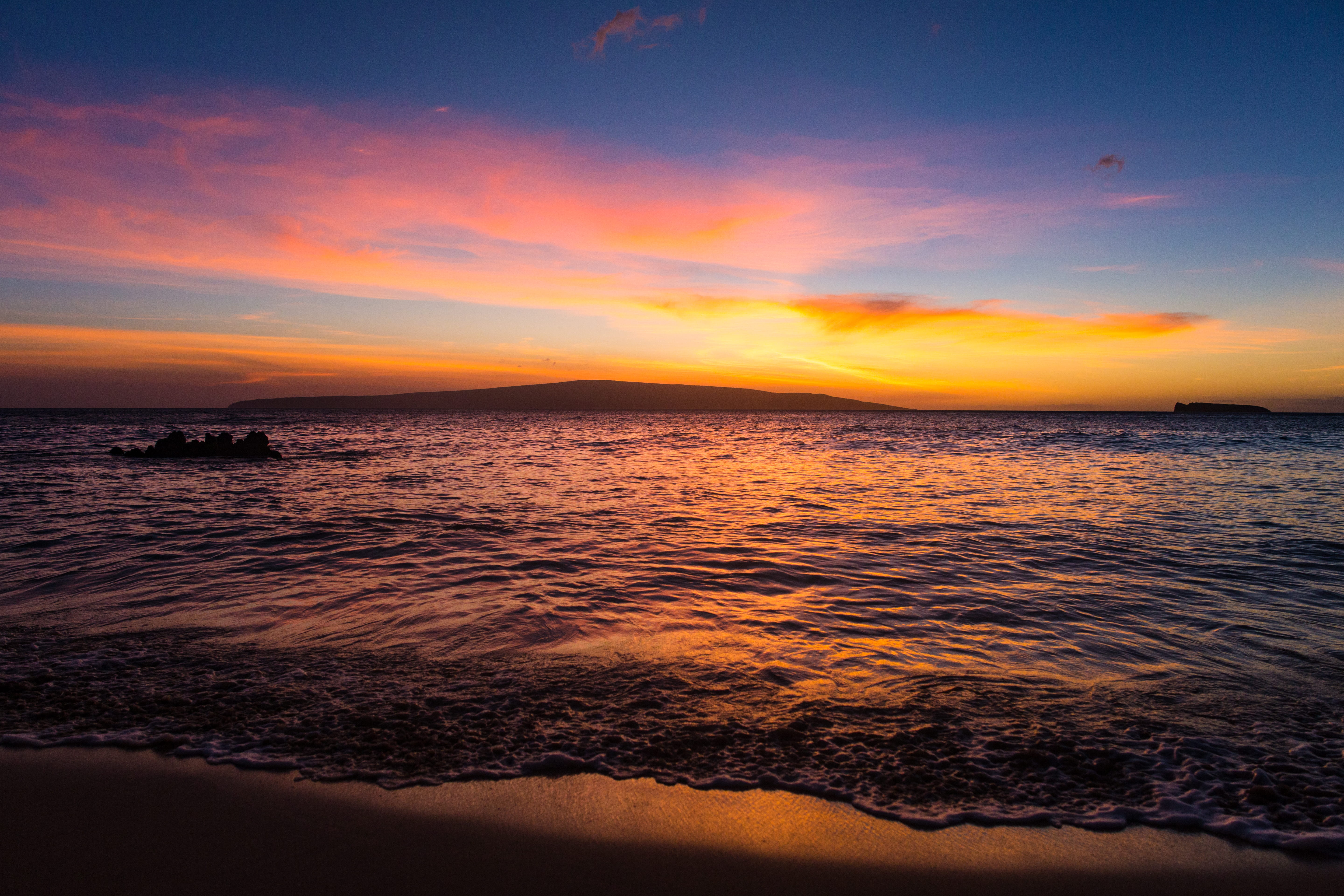 5K, seascape, sea, outdoors, dramatic sky, cloud - sky, no people, wave, land, united states, beauty in nature, sunset, water, island, scenery, horizon, HD Wallpaper