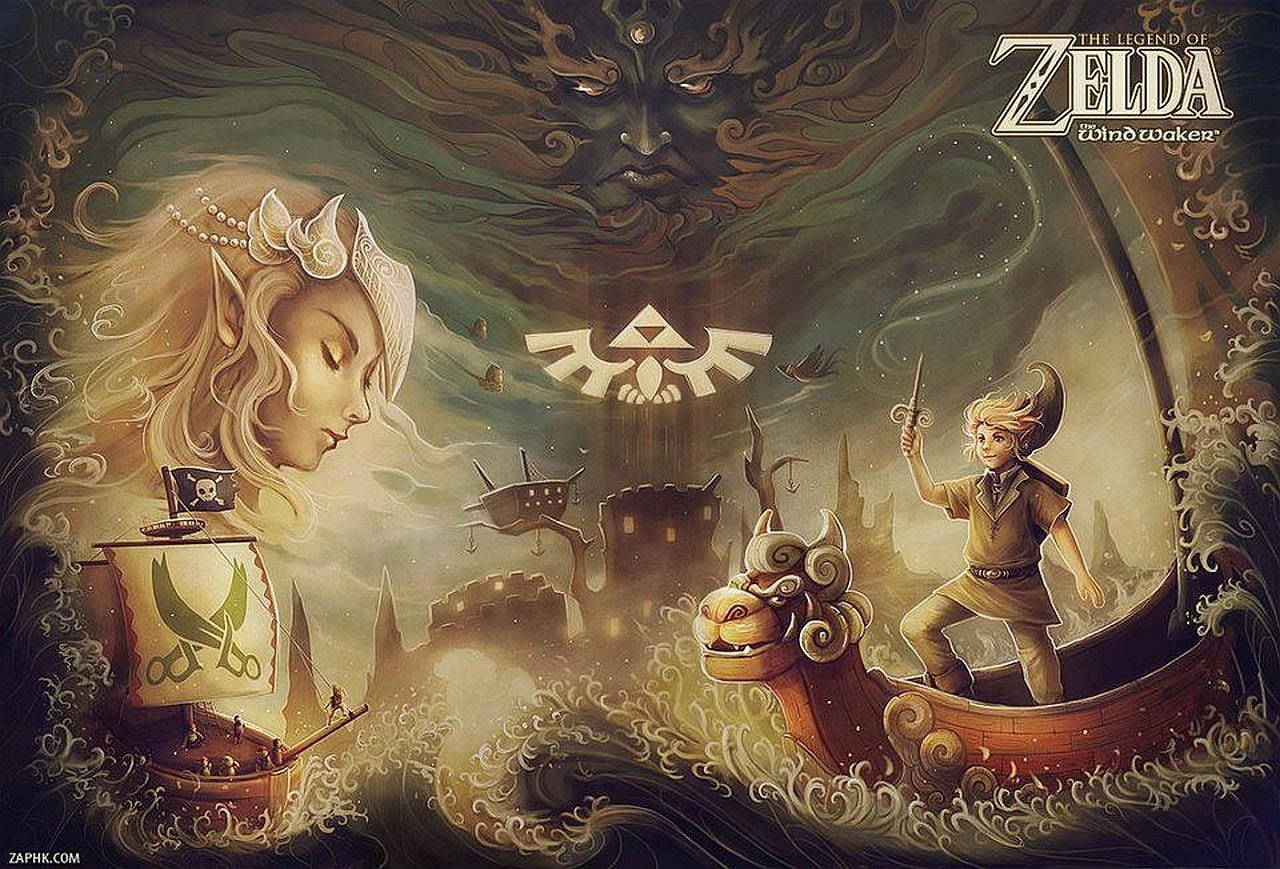 female likeness, no people, painted image, creativity, male likeness, human representation, religion, art and craft, belief, 720P, painted, mural, Zelda, HD Wallpaper