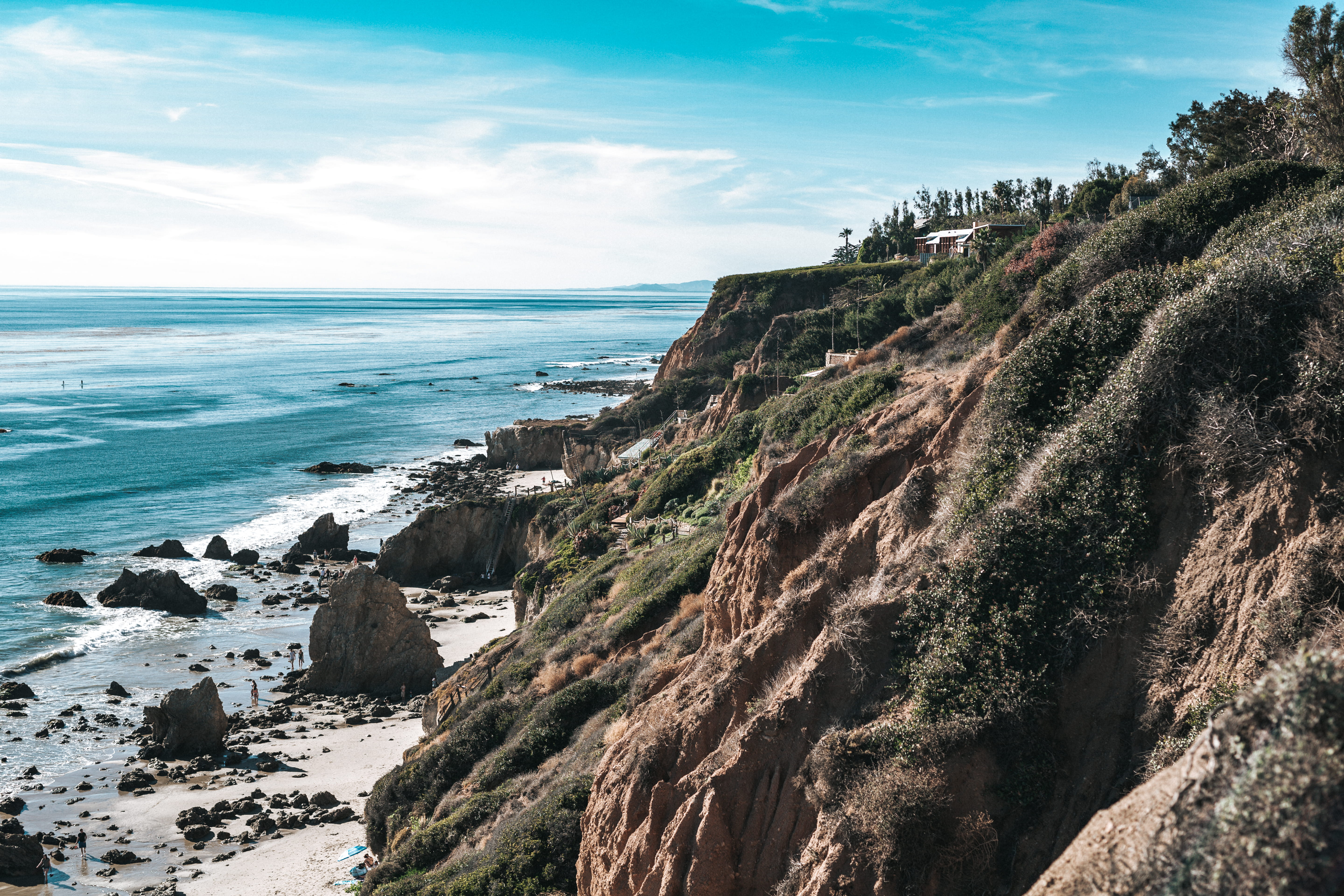 rocky coastline, day, united states, forest, rock formation, solid, horizon, losangeles, 5K, horizon over water, tranquility, el matador state beach, lake, HD Wallpaper