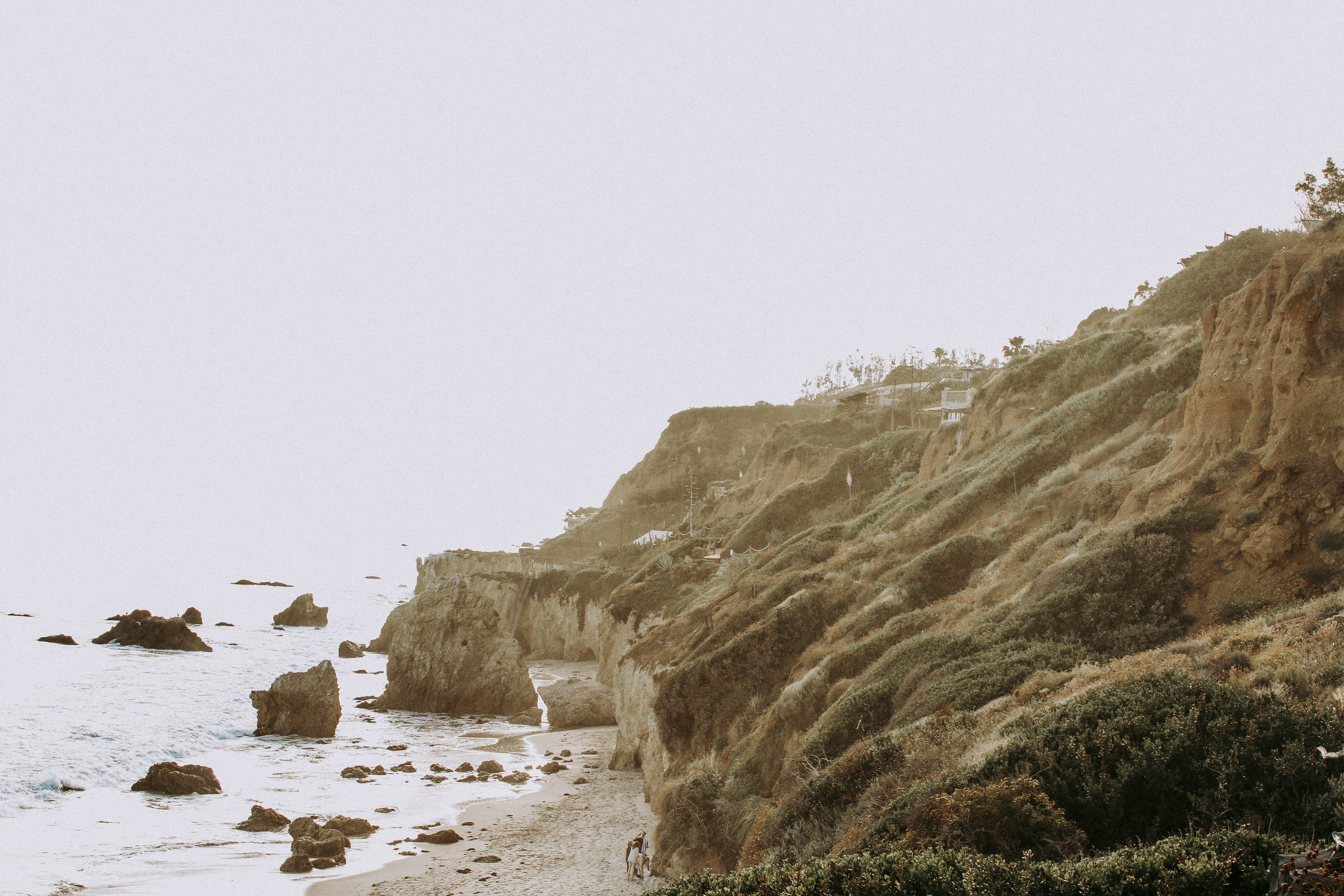 outdoors, beauty in nature, cliff, malibu, clear sky, united states, rock - object, day, eroded, tranquility, solid, rocky coastline, copy space, scenics - nature, HD Wallpaper