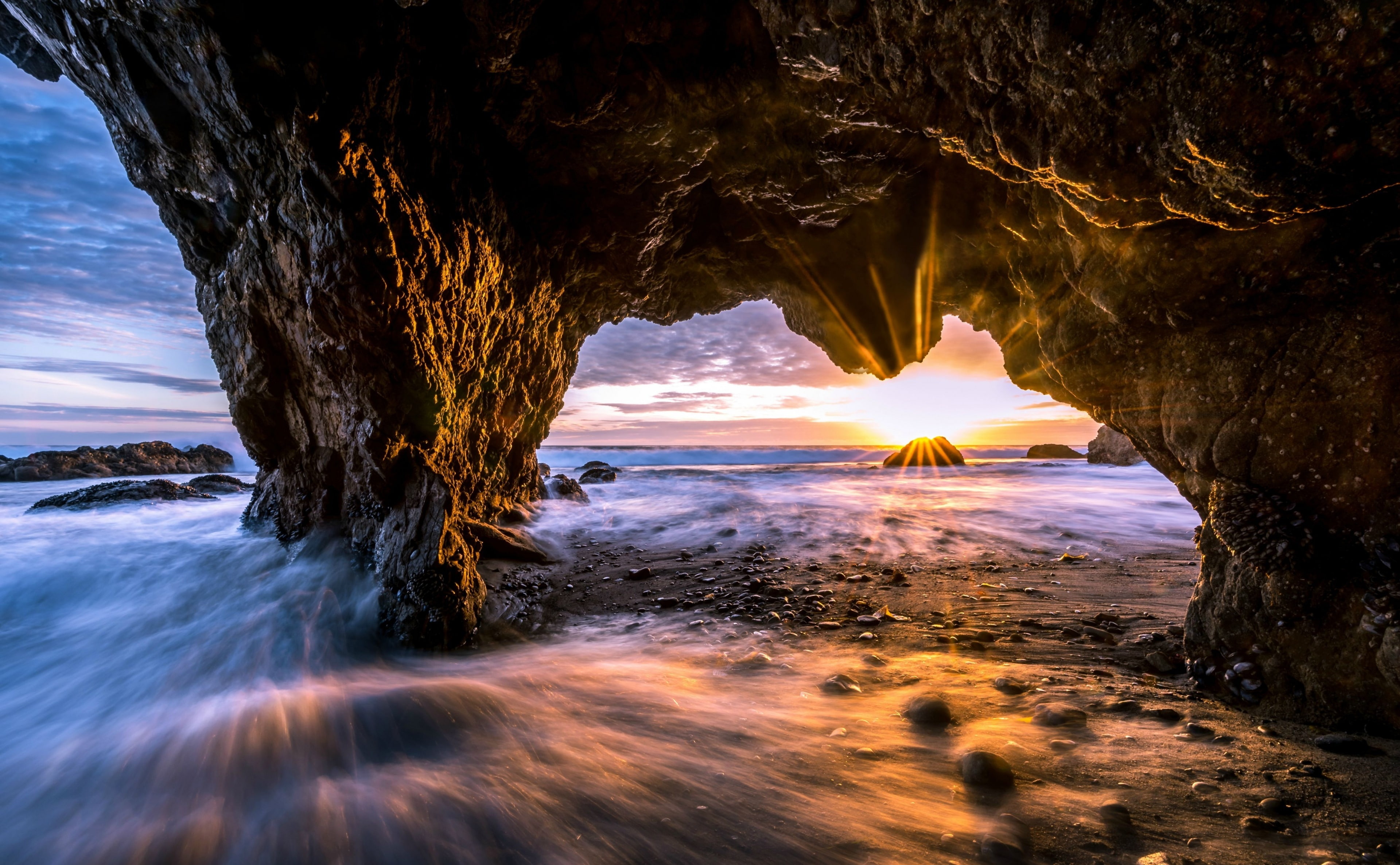 scenics - nature, solid, land, matador, rock formation, horizon over water, Nature, el, sky, no people, body, sea, ca, idyllic, water, sunset, tranquility, HD Wallpaper