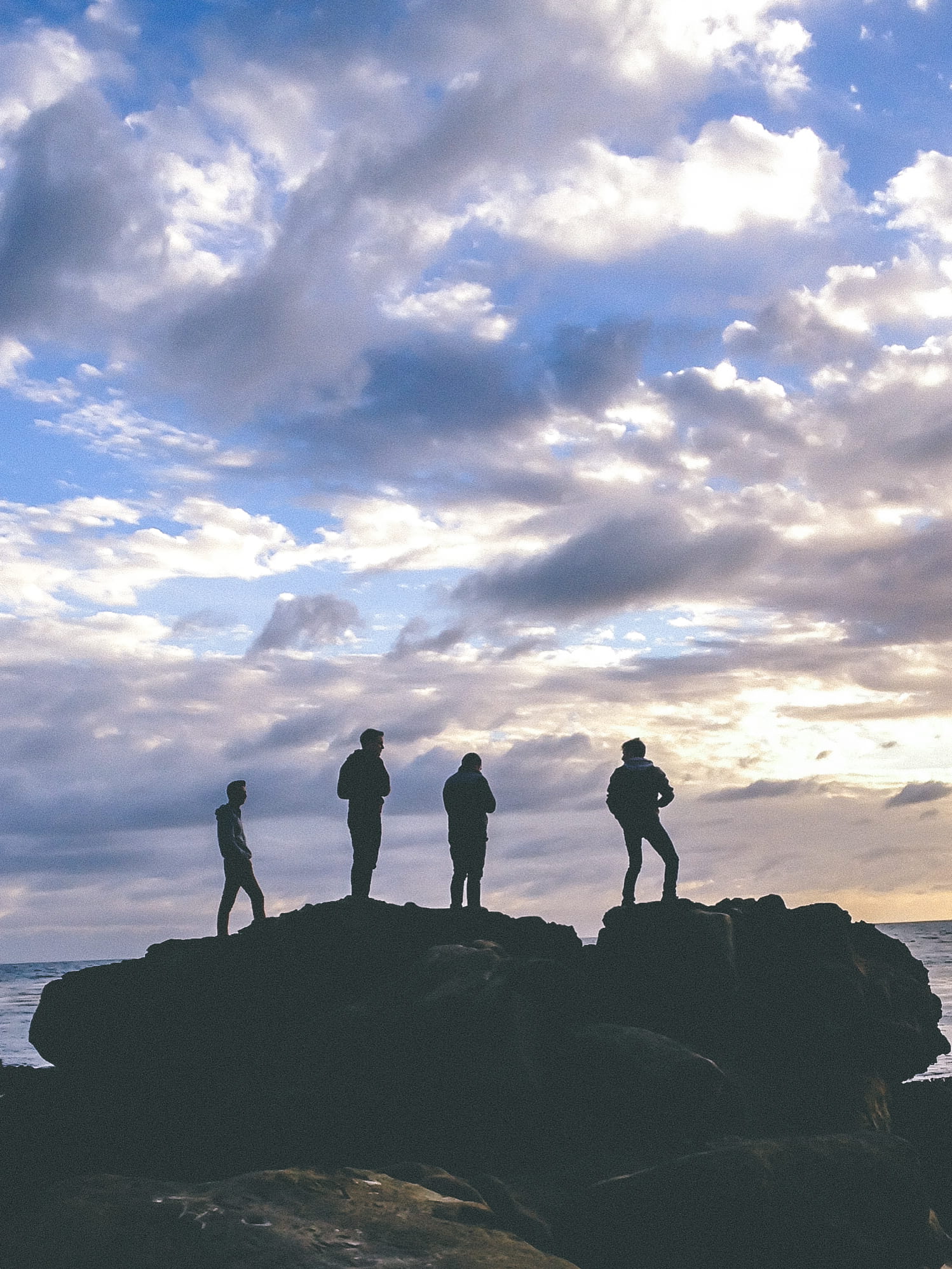 solid, iphone, sun, cloud - sky, activity, leisure activity, rock, lifestyles, band, silhouette, laguna beach, ocean view, standing, scenics - nature, outdoors, Phone HD Wallpaper