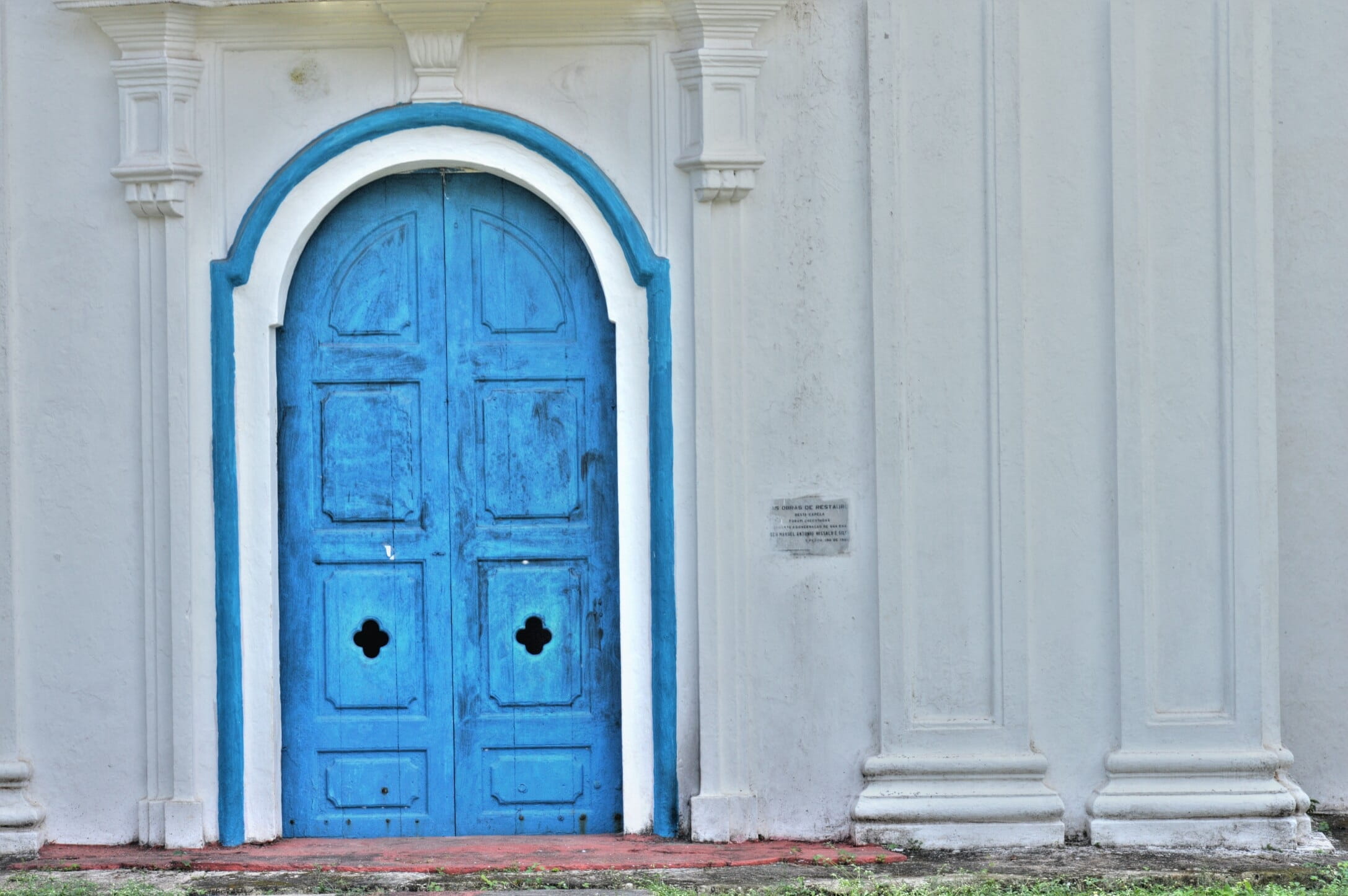 outdoors, building, 1080P, day, entrance, blue, city, protection, no people, closed, house, building exterior, front door, door, Vacation, security, Tourism, HD Wallpaper