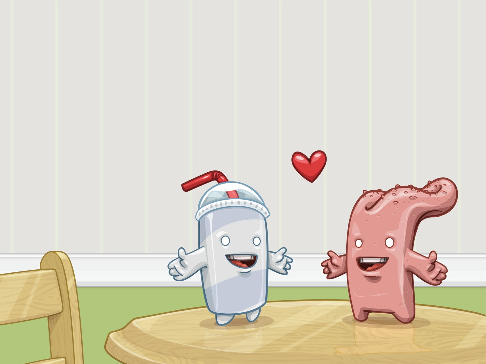 no people, characters, couple, vector, wood - Material, computer Graphic, smiling, illustration, cute, positive emotion, bottle, indoors, mammal, design, HD Wallpaper