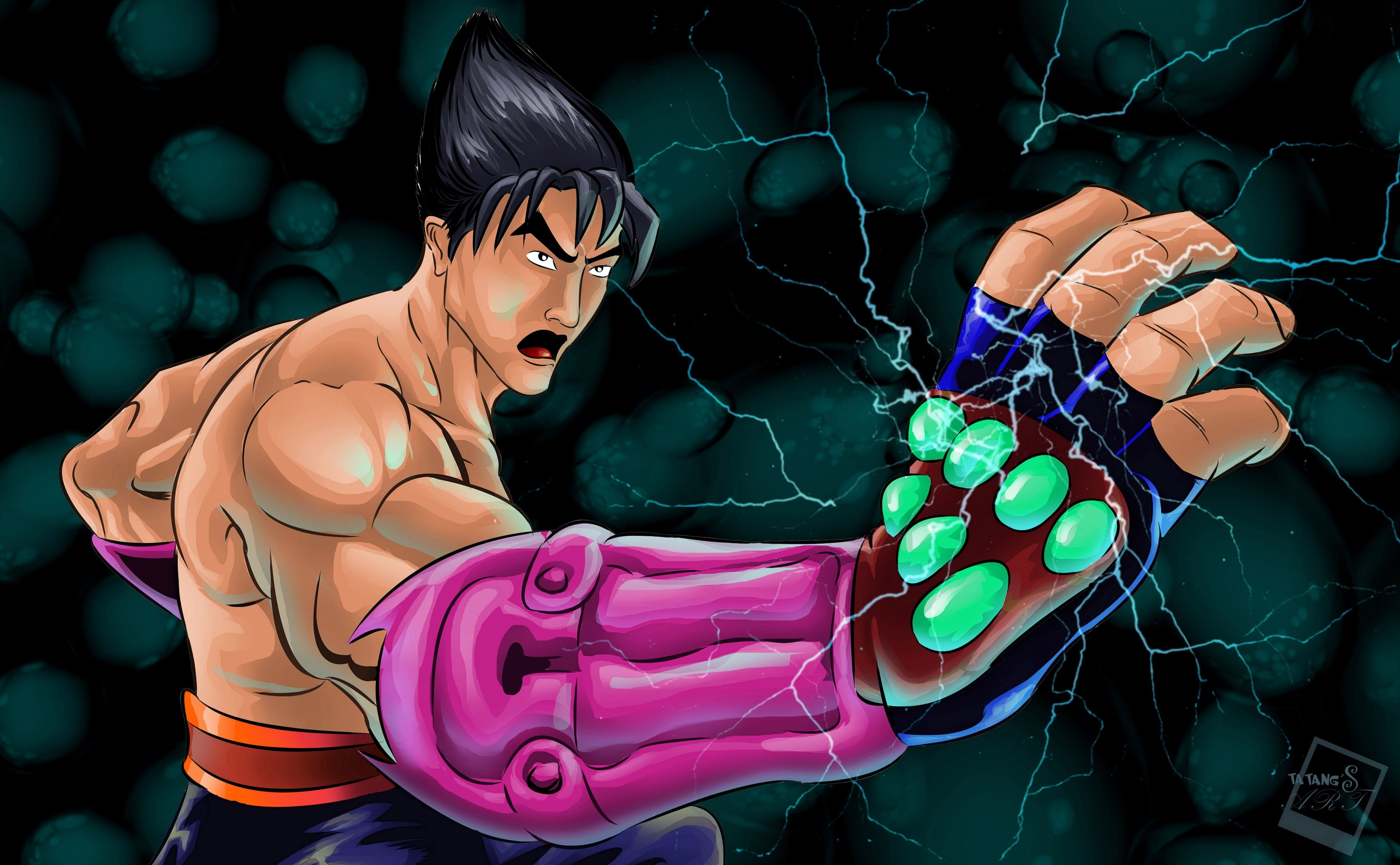 digital painting, tame, achi, kazama, jin, Cartoons, 4K, Others, game, HD Wallpaper