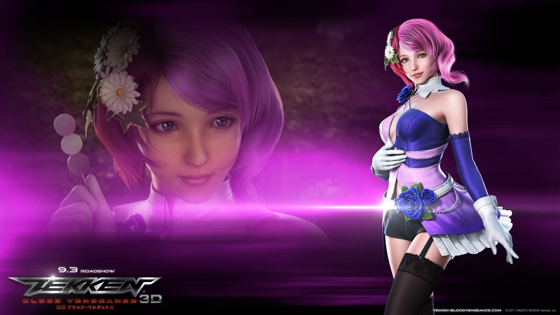 purple, illuminated, 1080P, people, movies, nightlife, beautiful woman, two people, fashion, women, portrait, hair, beauty, Tekken: Blood Vengeance, childhood, HD Wallpaper