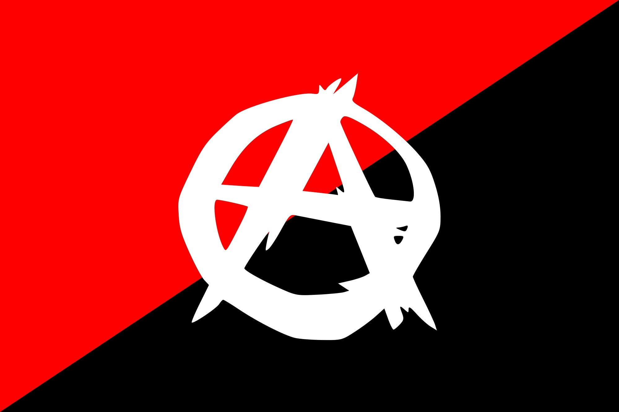 anarchist flag with a symbol, 1080P, HD Wallpaper