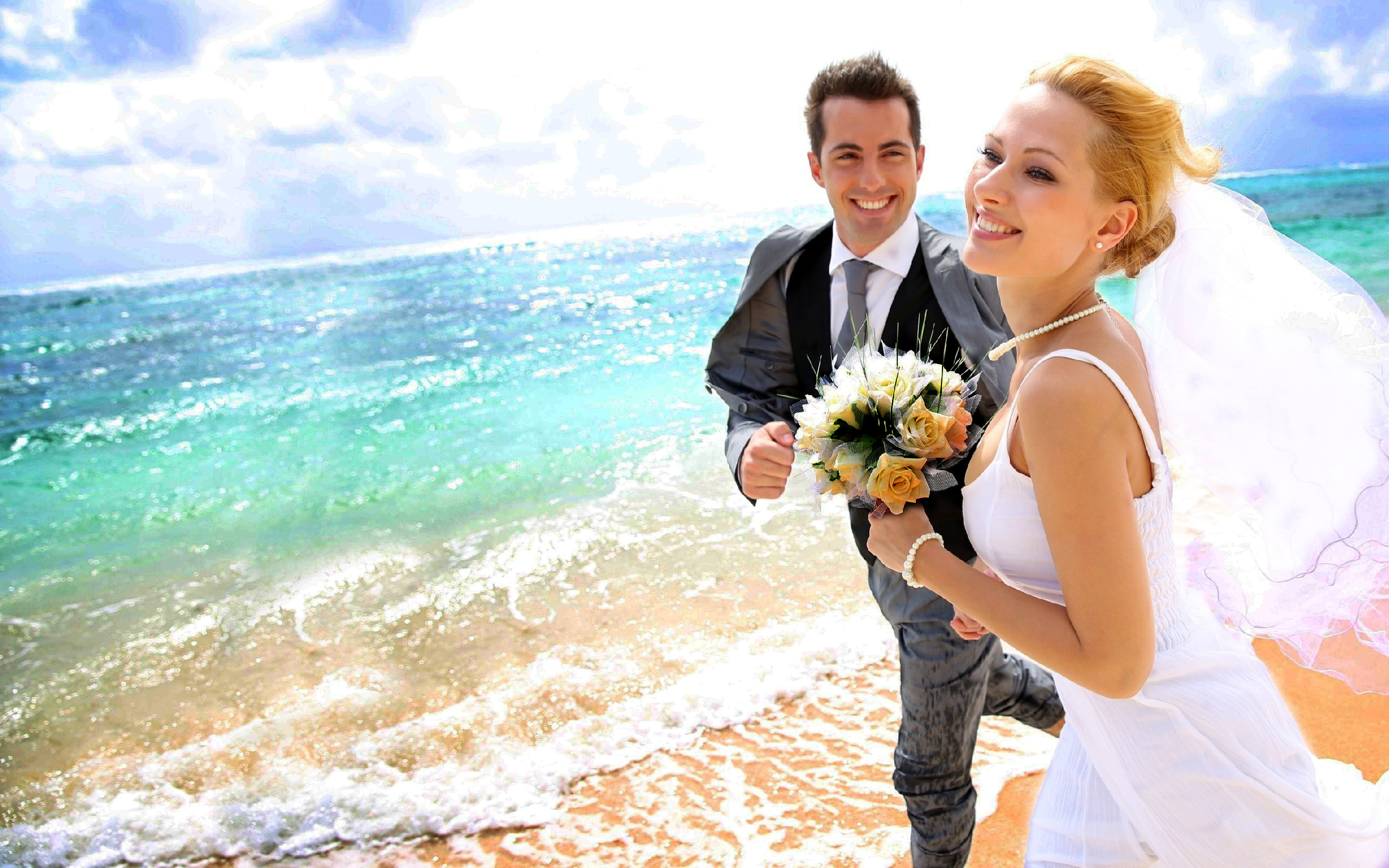photos, love, man, sea, 2K, beach, hd, couple, woman, wedding, HD Wallpaper
