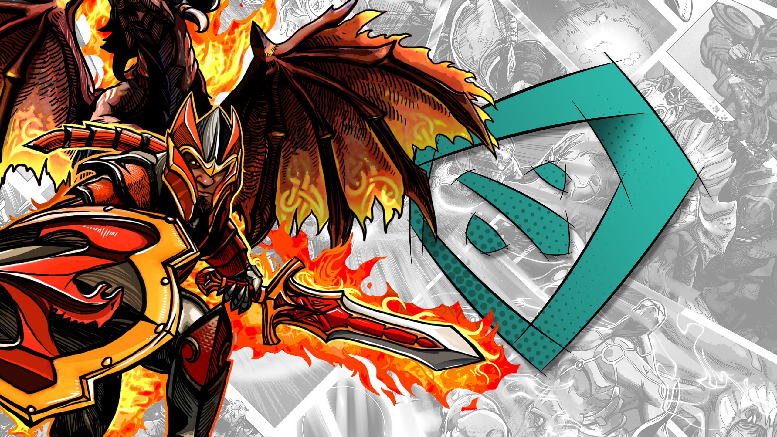 art and craft, games art, shield, choice, variation, still life, animal representation, Dragon Knight, Valve, Dota, knight, paper, 2K, Defense of the Ancients, HD Wallpaper