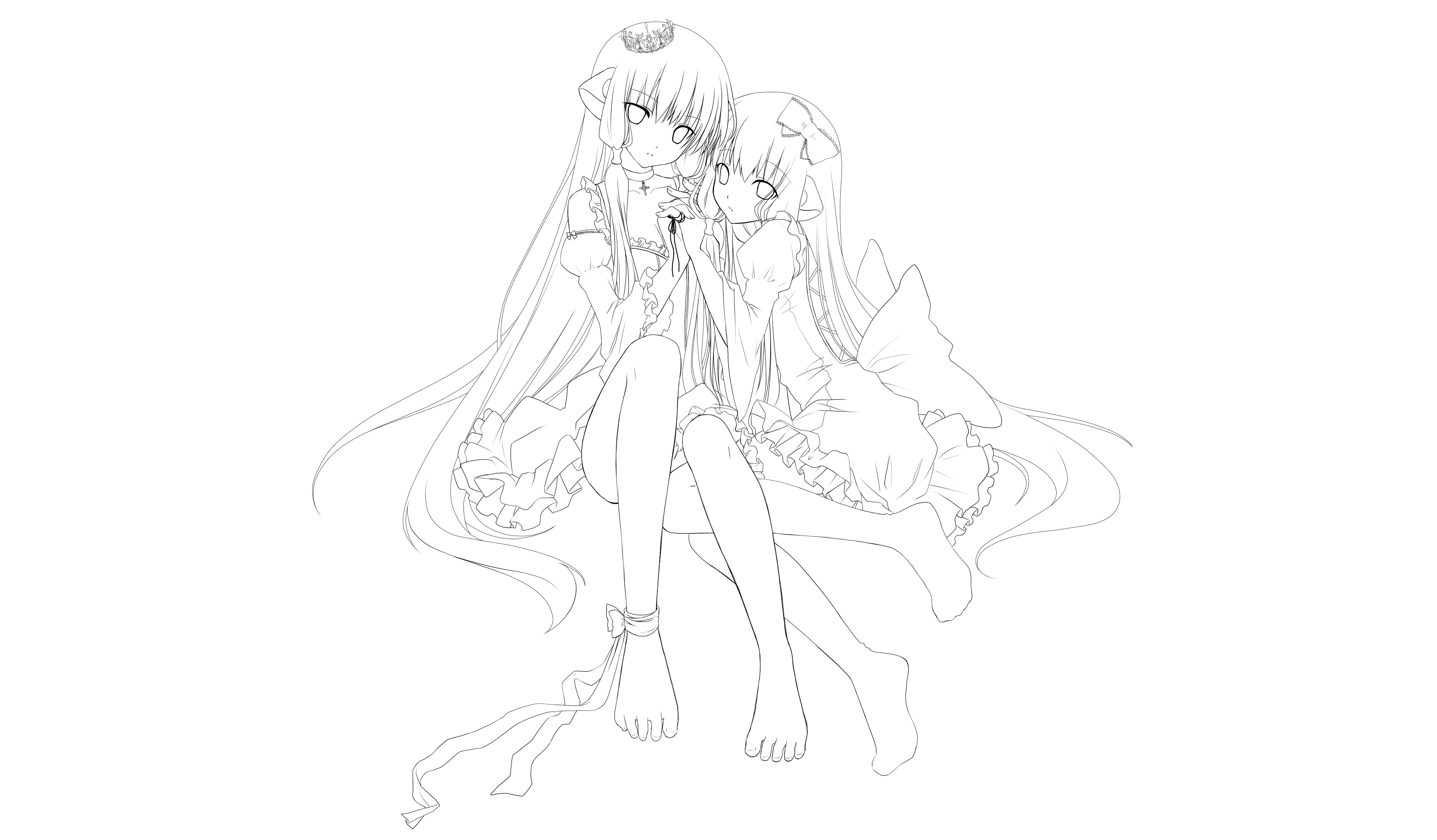 monochrome, freya, 4K, chobits, chii, mikoto, nana, HD Wallpaper