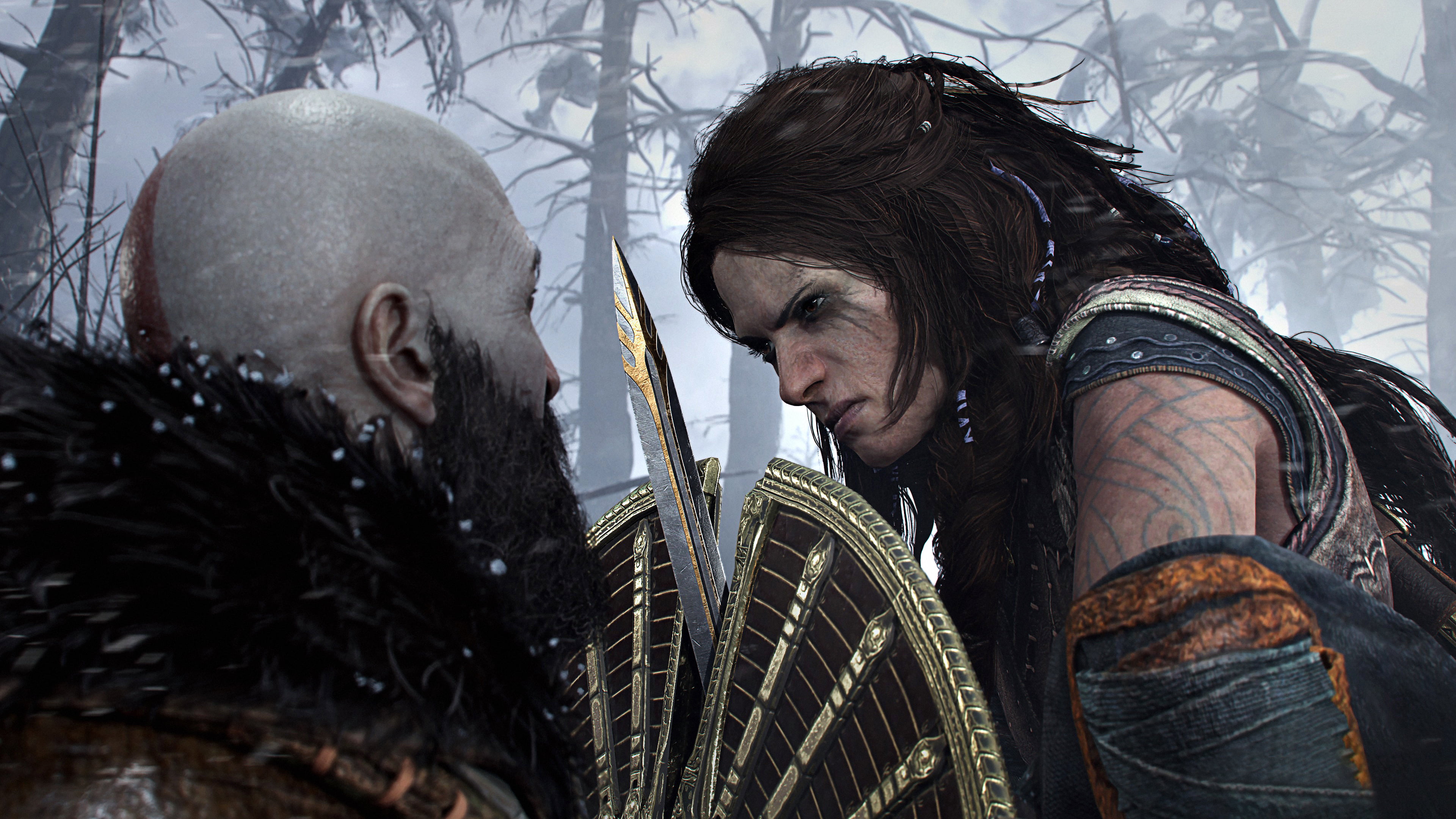 Kratos, Santa Monica Studio, Freya, 4K, God of War, God of War Ragnarök, Sony, PlayStation 4, PlayStation, 4K, Playstation 5, HD Wallpaper