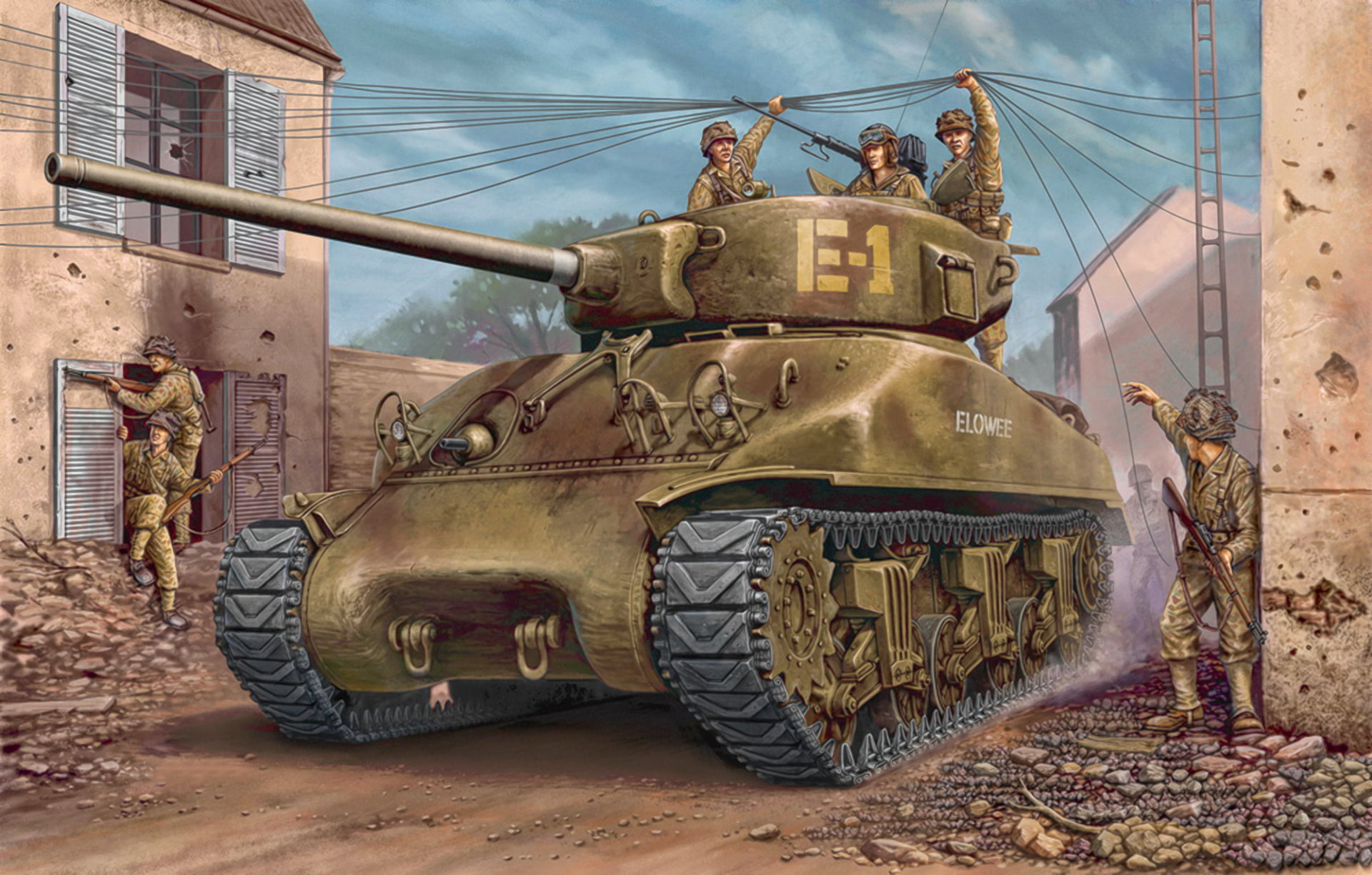 cloud - sky, sky, war, illustration, armed forces, nature, soldiers, tank, day, transportation, mode of transportation, built structure, land vehicle, travel, HD Wallpaper