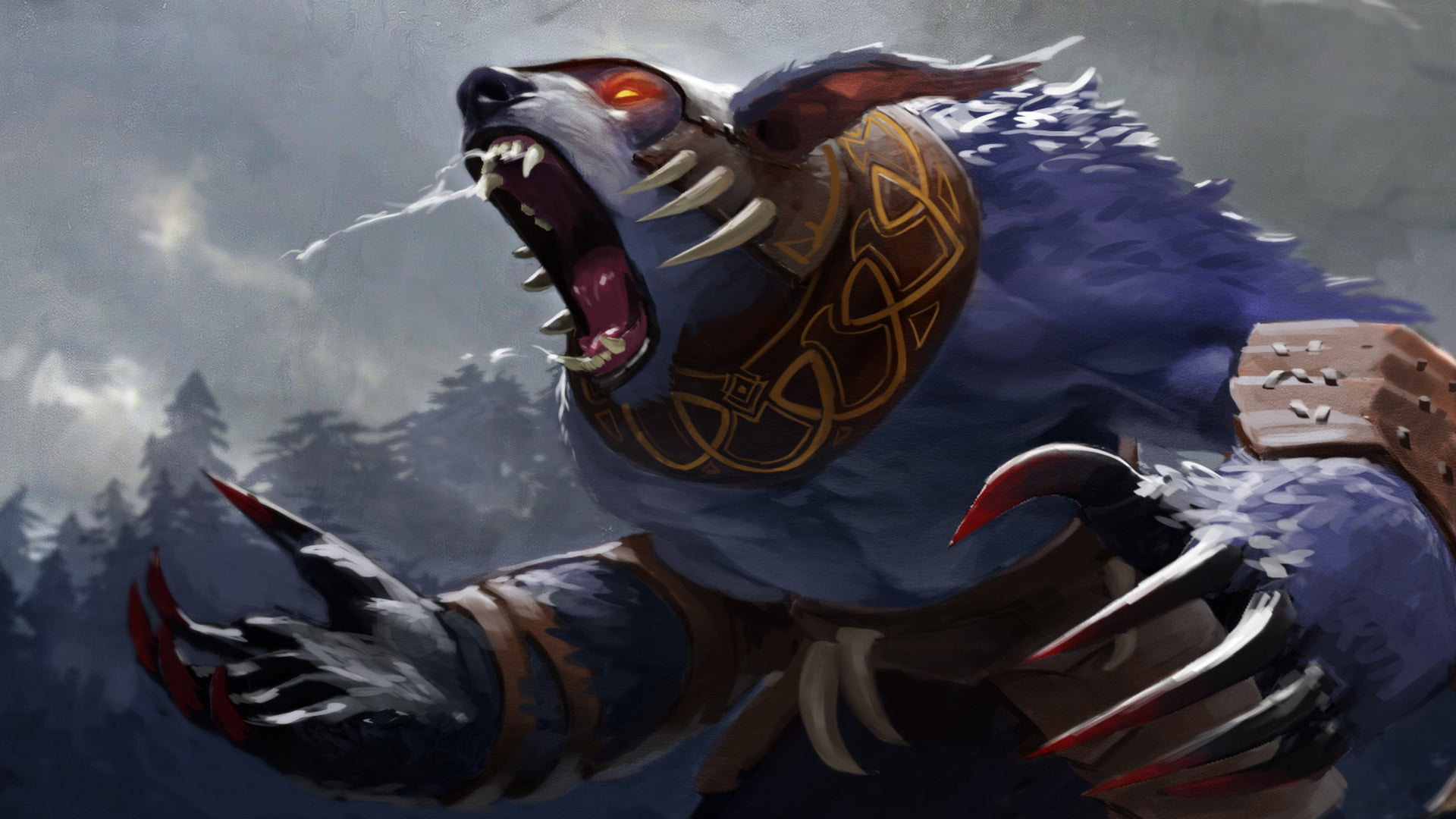 canine, mouth, outdoors, bear, dota 2, blue, rage, dog, mouth open, anger, representation, no People, celebration, art and craft, close-up, one animal, HD Wallpaper