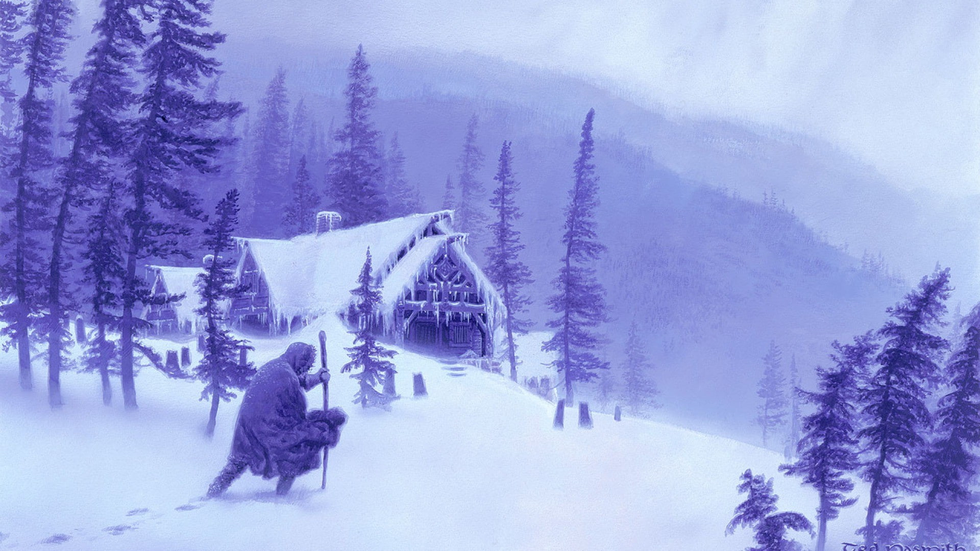 winter, forest, norse, cold, 1080P, mountains, snow, HD Wallpaper