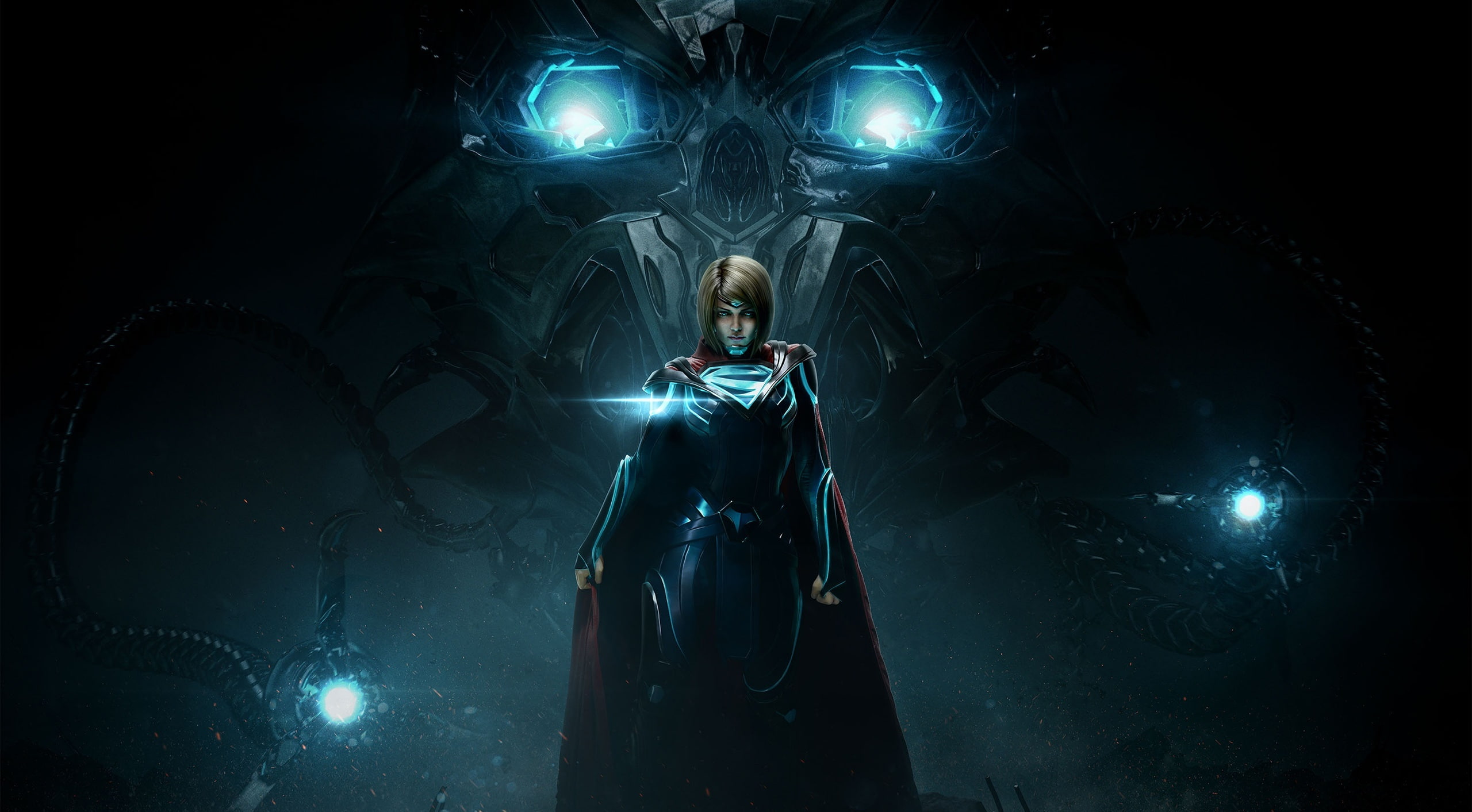 supergirl, front view, celebration, indoors, dark, lighting equipment, digital, portrait, injustice 2, spirituality, representation, real people, female, HD Wallpaper