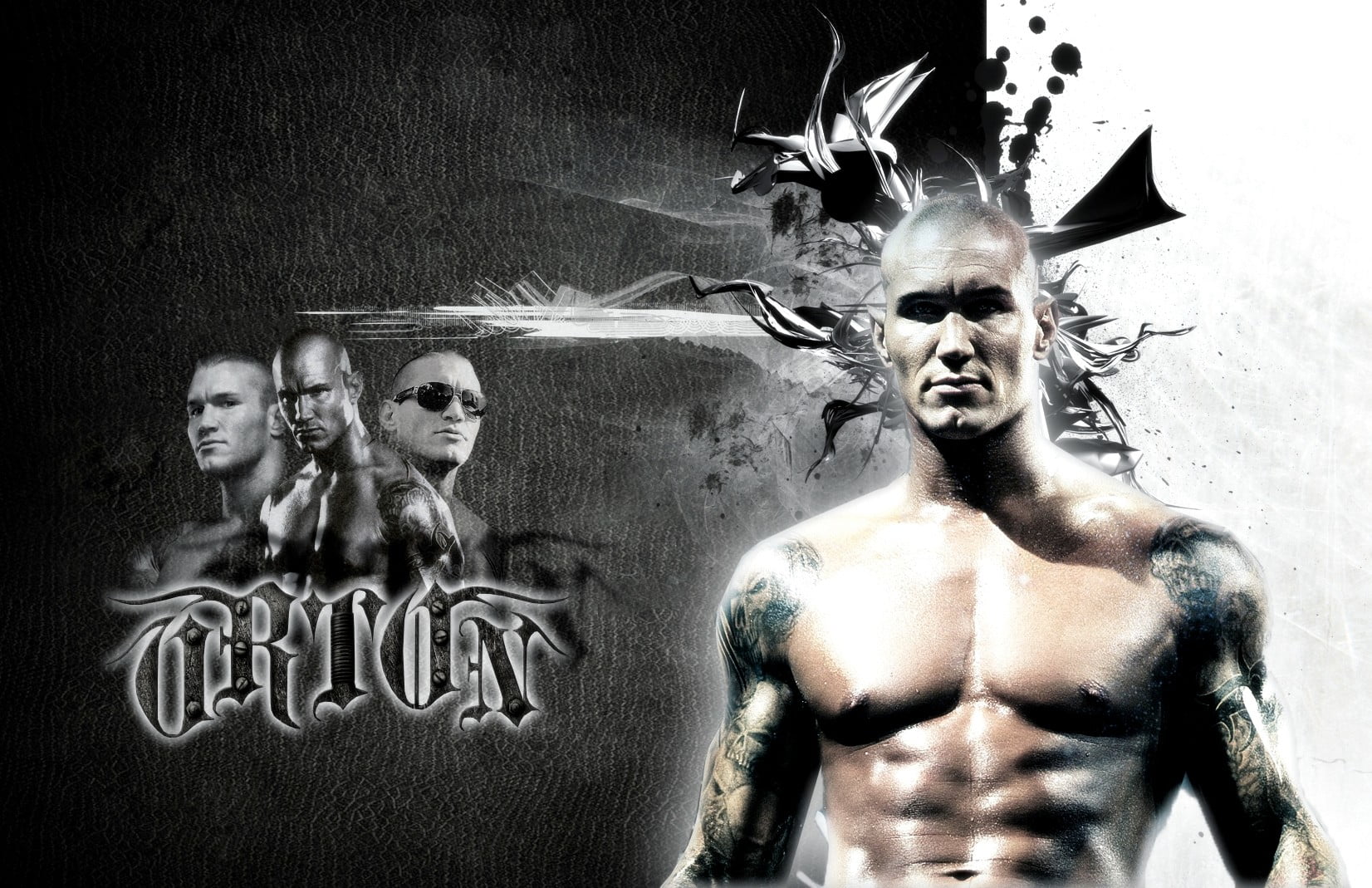 representation, shirtless, creativity, digital composite, Randy Orton, male likeness, front view, indoors, real people, adult, human representation, art and craft, HD Wallpaper