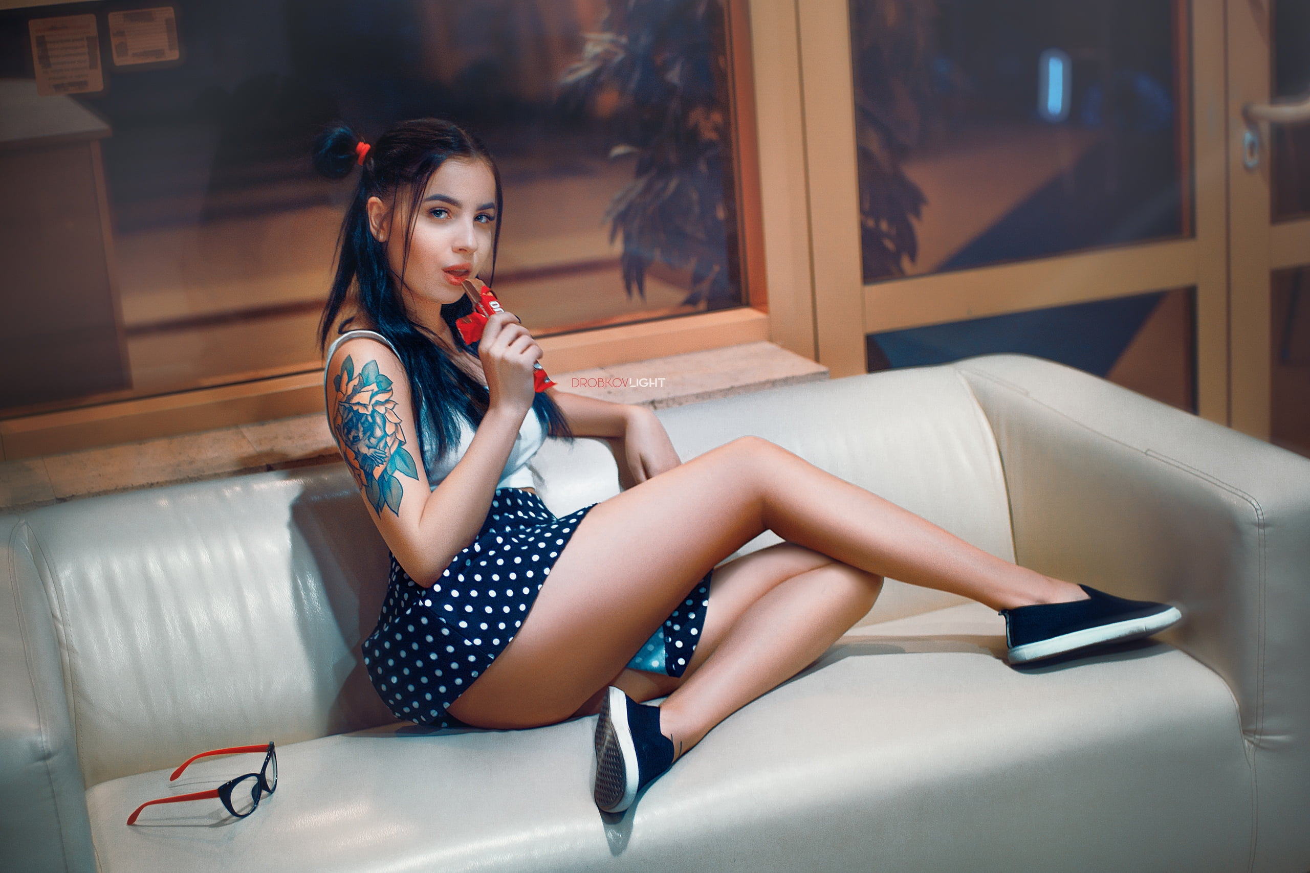 relaxation, skirt, lingerie, Alexander Drobkov, miniskirt, one Person, indoors, beauty, caucasian Ethnicity, beautiful, camisole, luxury, human Leg, sneakers, HD Wallpaper