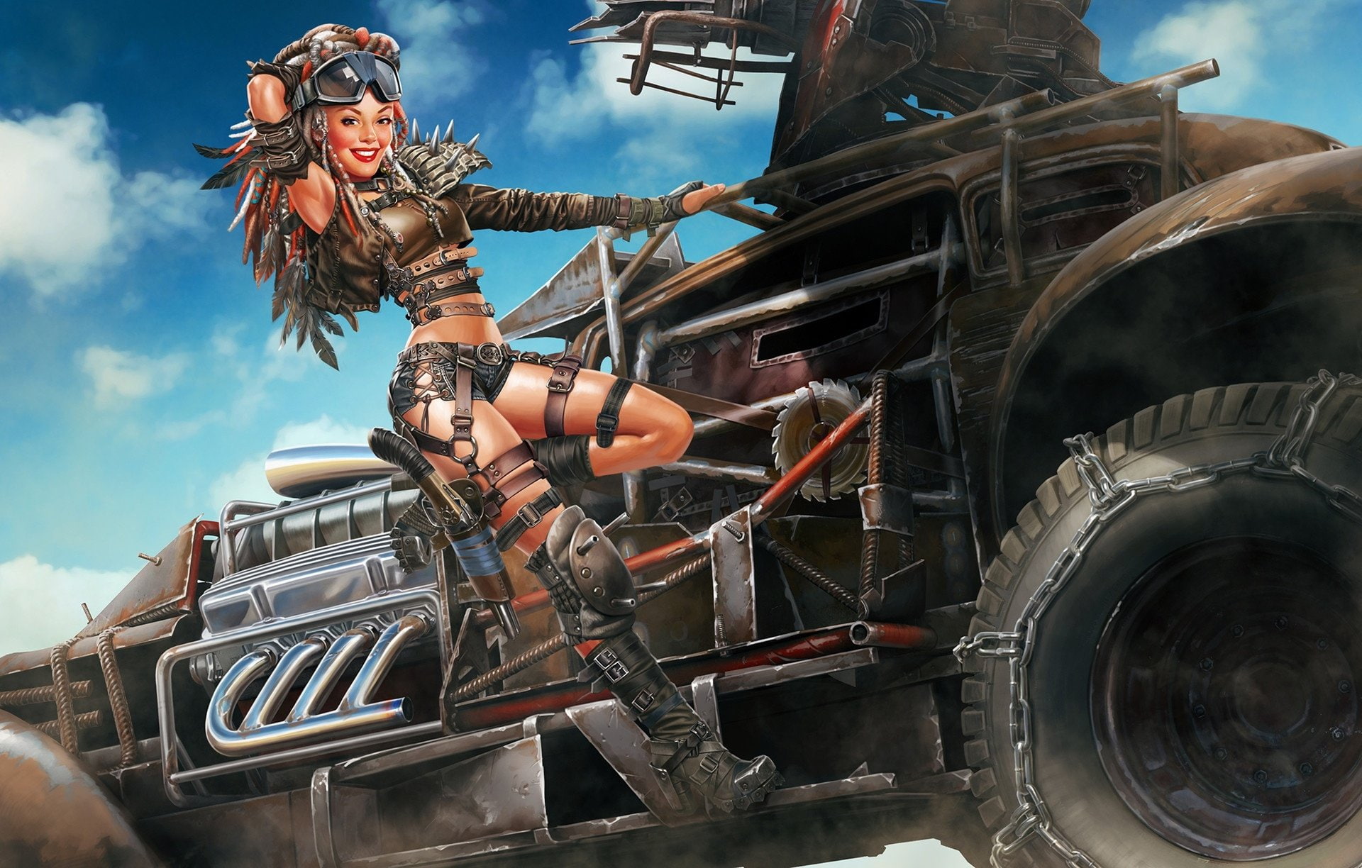 Crossout (Video Game), Lipstick, 1080P, Girl, Post Apocalyptic, Crossout, Vehicle, Video Game, Woman, HD Wallpaper