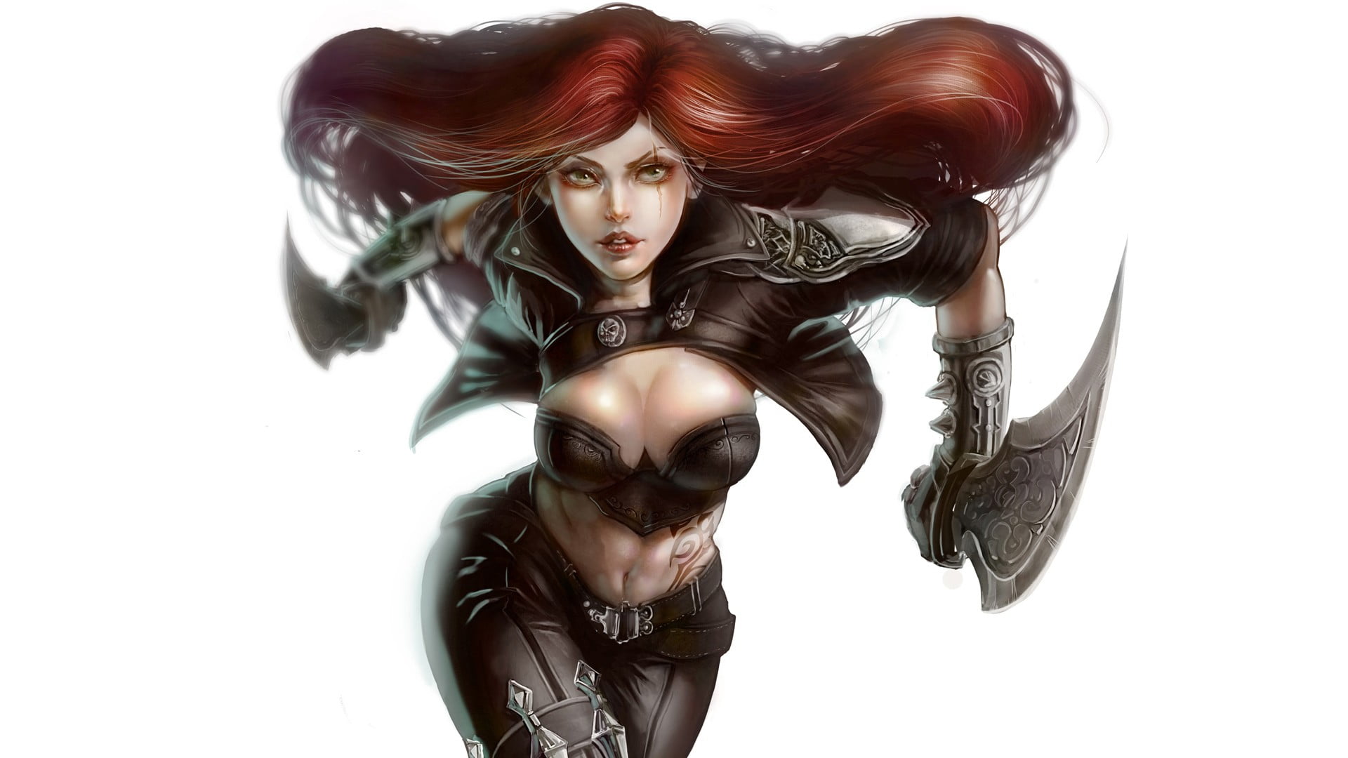 video games, looking at camera, hairstyle, young women, front view, one person, beauty, studio shot, art and craft, human representation, Katarina the Sinister Blade, HD Wallpaper