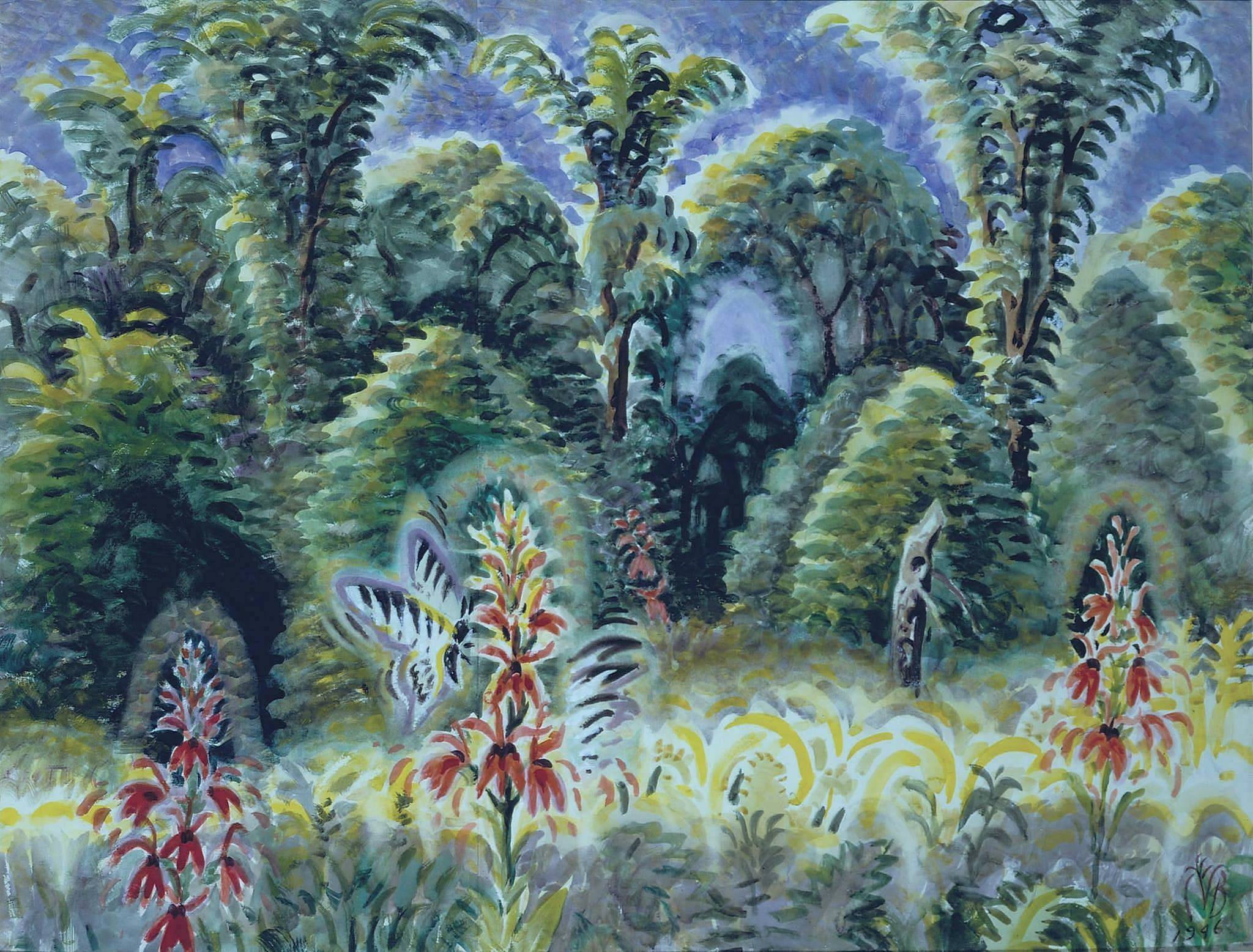 1946, 1080P, Charles Ephraim Burchfield, Cardinal Flowers, HD Wallpaper
