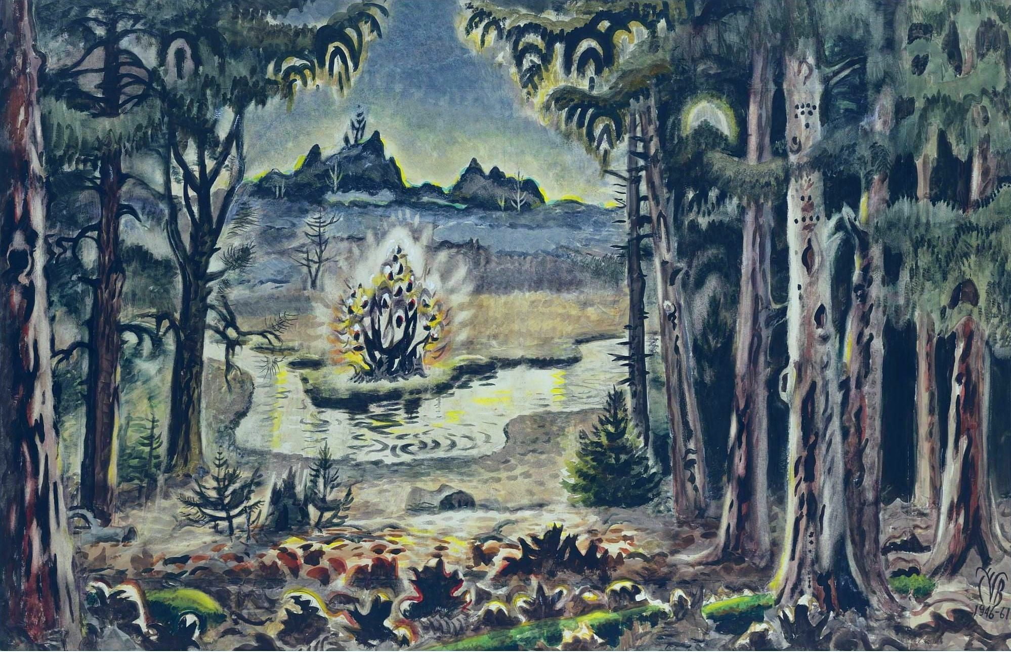 1080P, 1946-61, Charles Ephraim Burchfield, Dawn in Hemlock Woods, HD Wallpaper