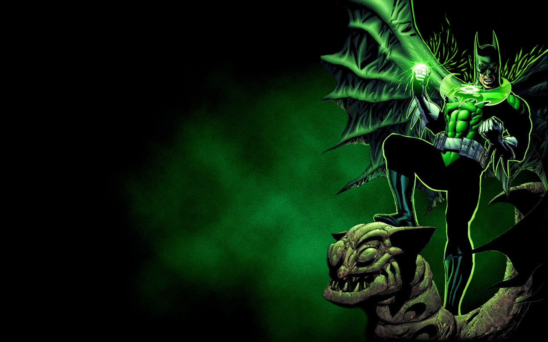 batman, green, cartoon/comic, hd, 1080P, lantern, dc, HD Wallpaper