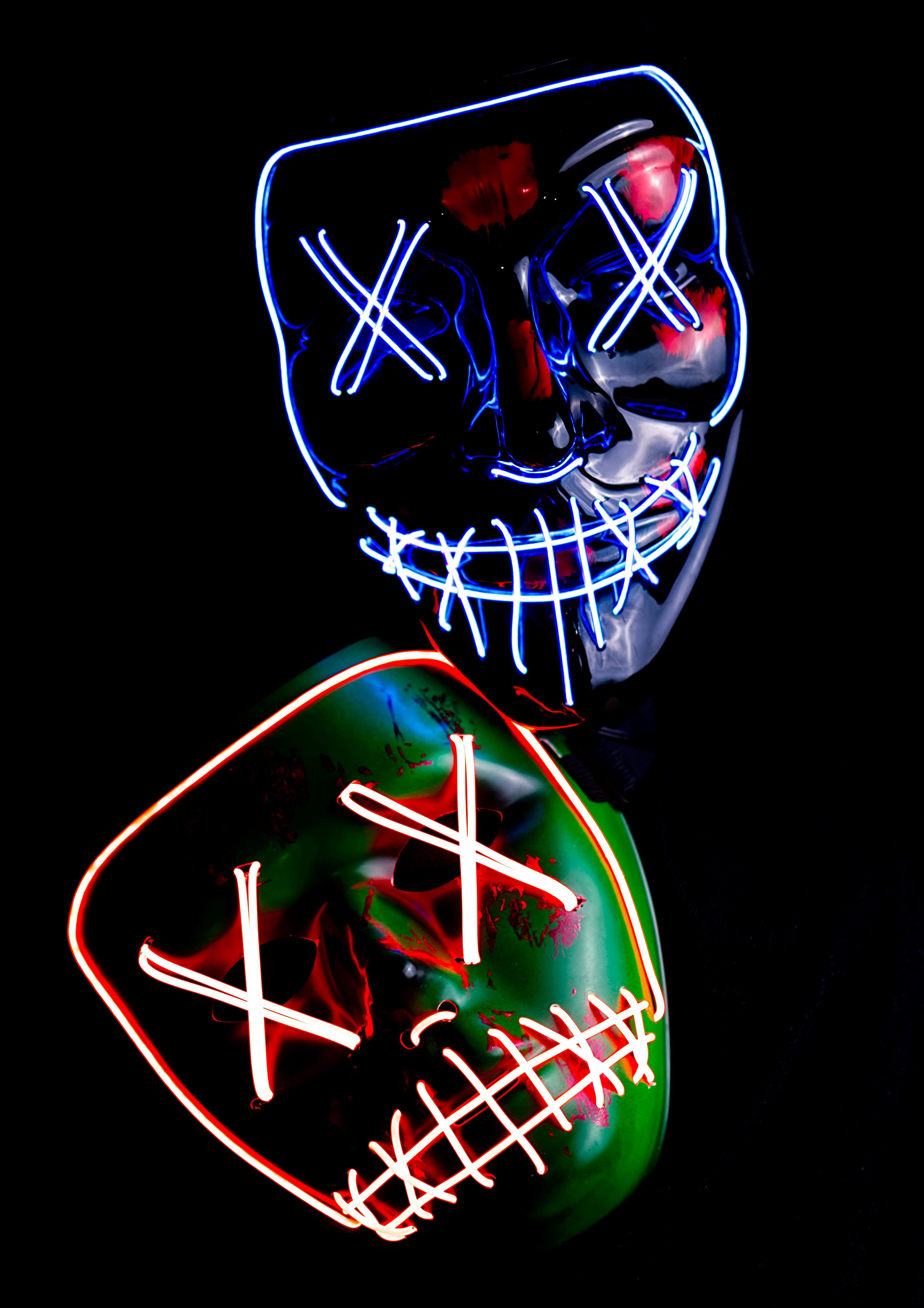 text, black background, still life, food and drink, mask, creativity, neon, carnival, communication, close-up, night, masquerade, no people, studio shot, Phone HD Wallpaper