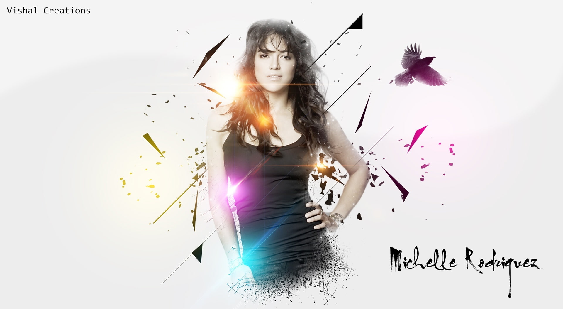 creativity, front view, young women, white background, hot michelle rodriguez, digital composite, Others, indoors, standing, sexy girls, beautiful woman, HD Wallpaper