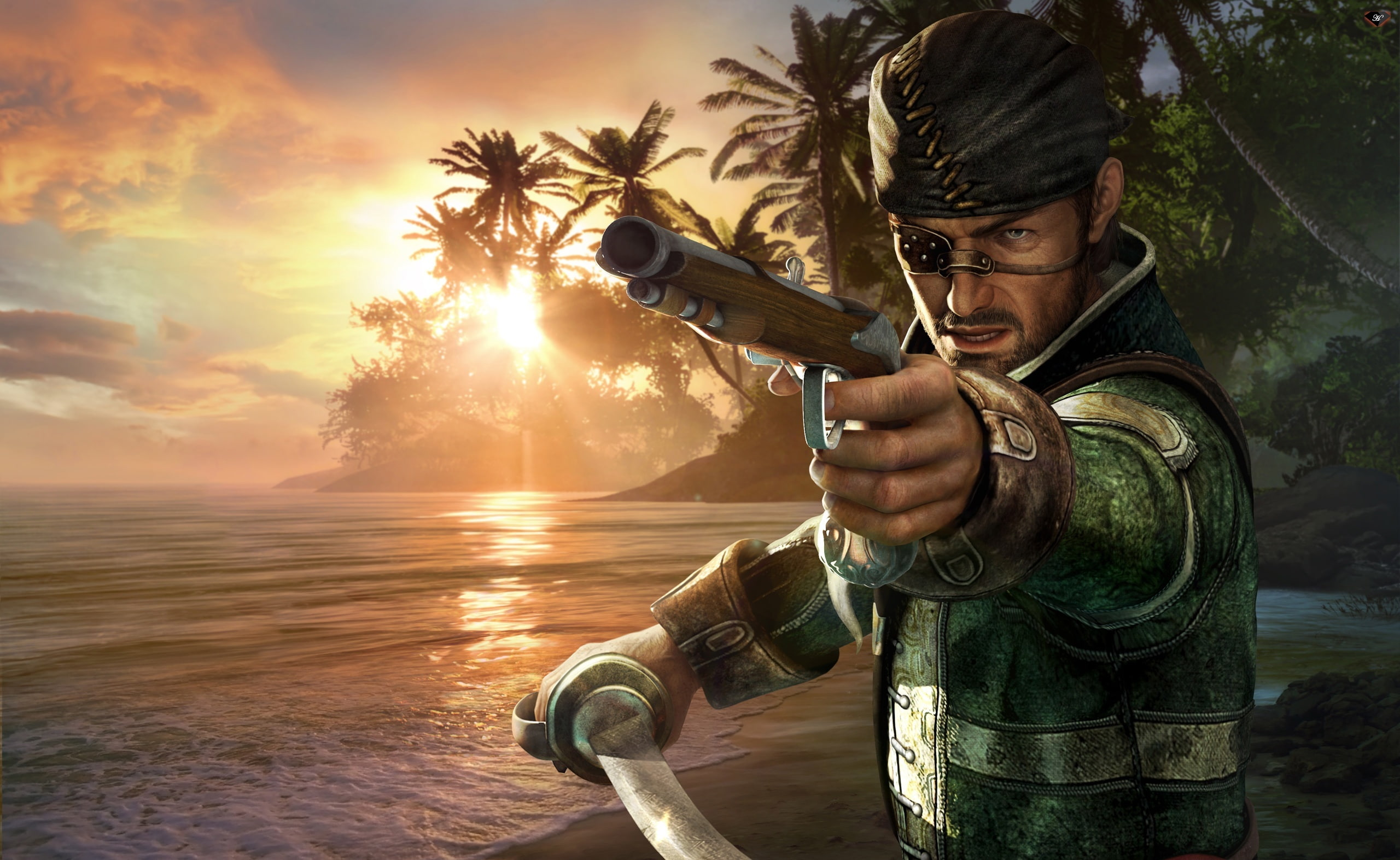 holding, 2K, sea, young men, dark, Other Games, mid adult, lifestyles, water, leisure activity, adult, plant, sky, nature, Pirate, real people, one person, HD Wallpaper