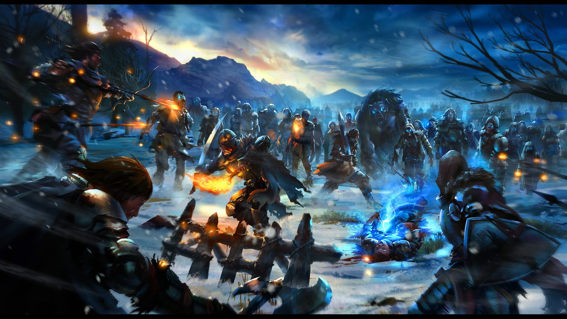 battle, The Others, Game of Thrones, A Song of Ice and Fire, fantasy art, 1080P, HD Wallpaper