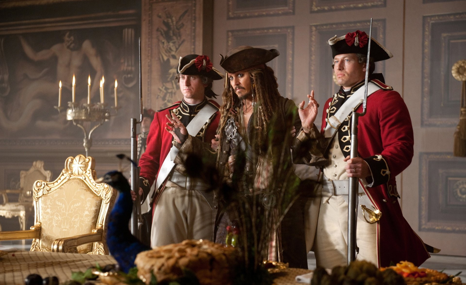 standing, couple - relationship, Jack Sparrow, Pirates Of The Caribbean, period costume, three quarter length, communication, Johnny Depp, 1080P, Pirates of the Caribbean: On Stranger Tides, HD Wallpaper