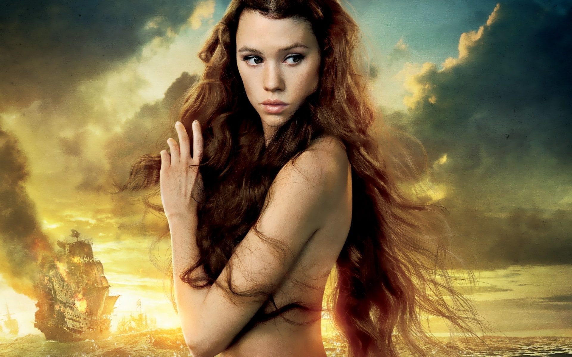 brunette, 1080P, hd, caribbean, the, movies, pirates, HD Wallpaper