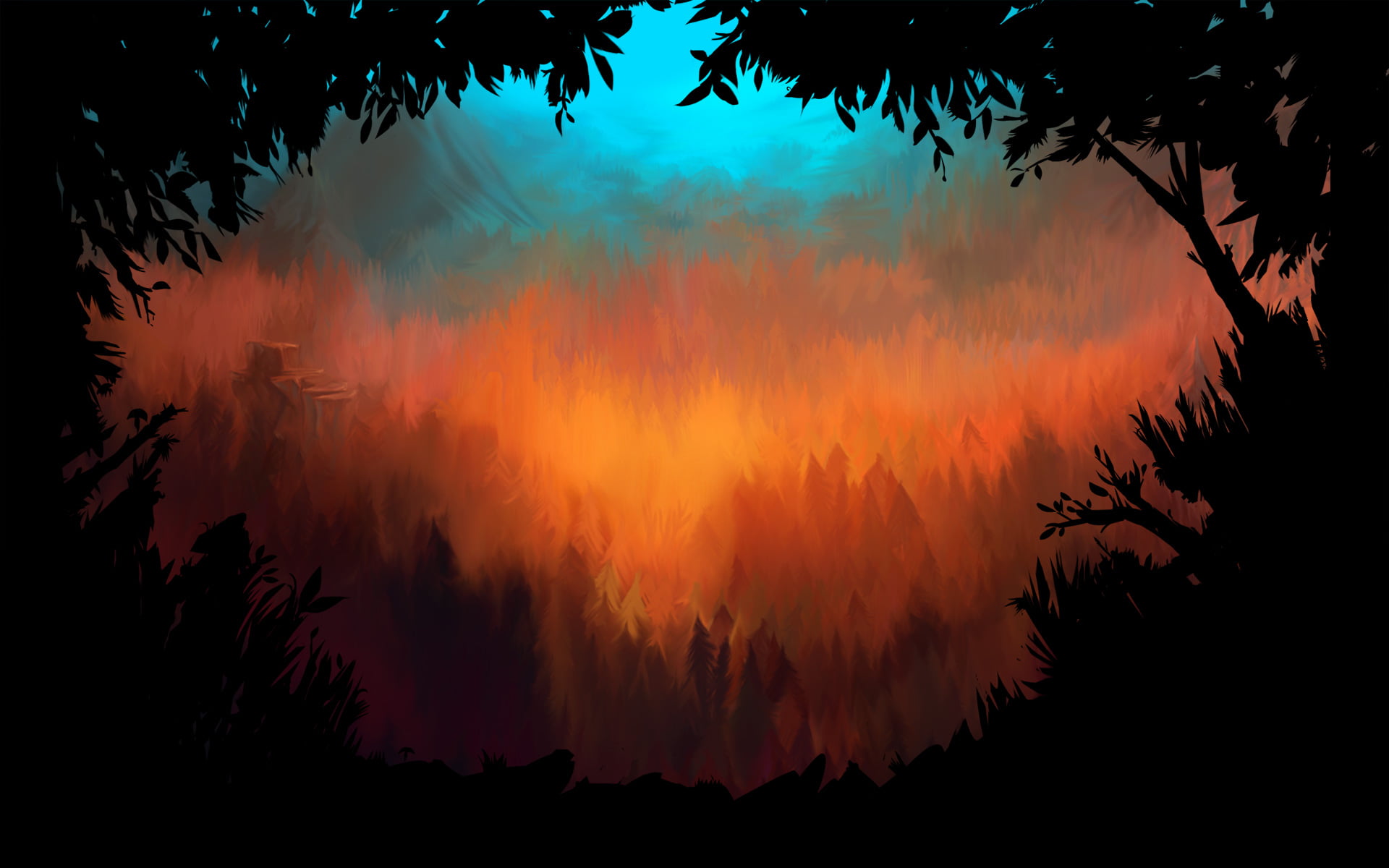 1080P, plants, orange, trees, 00111 (Artist), artwork, HD Wallpaper