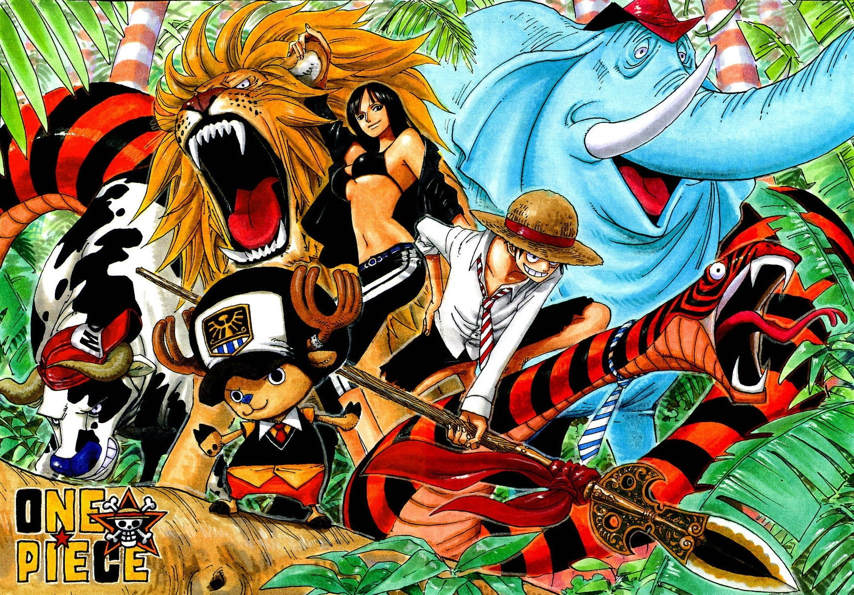 pirates, Jungle, One Piece (anime), manga, one, piece, strawhat, 720P, art, anime, hunt, hd, HD Wallpaper
