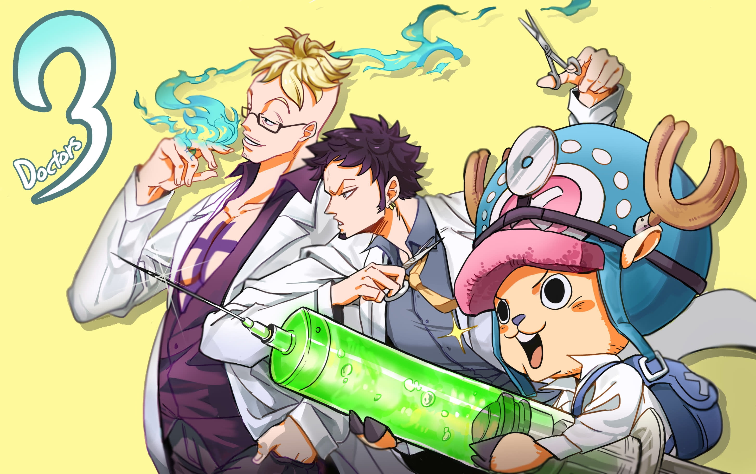 Tony Tony Chopper, Marco (One Piece), Anime, Trafalgar Law, One Piece, 2K, HD Wallpaper