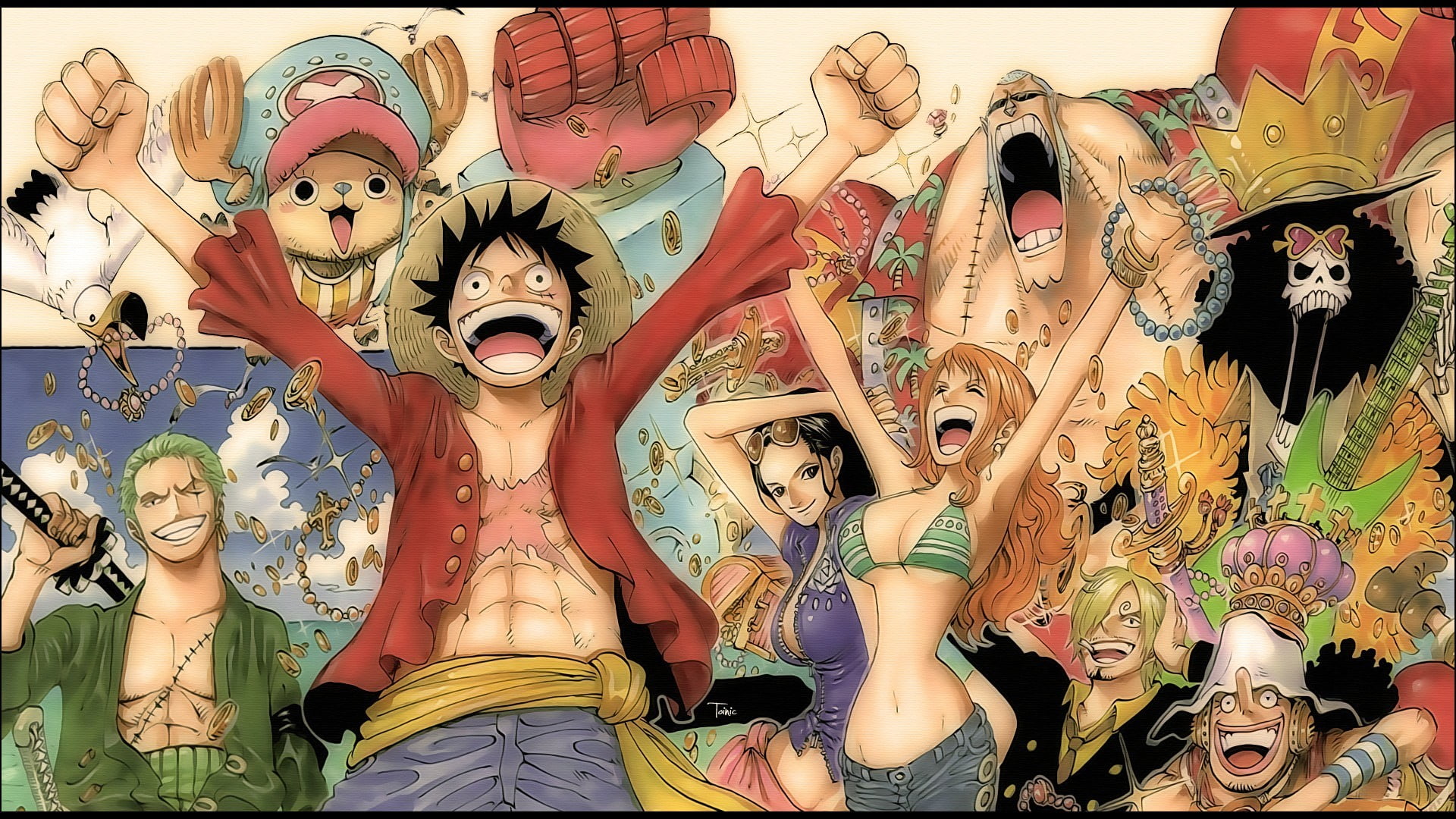 Brook, human representation, male likeness, piece, 1080P, festival, retail, straw, Tony Tony Chopper, Monkey D. Luffy, ornate, Usopp, anime, Roronoa Zoro, HD Wallpaper