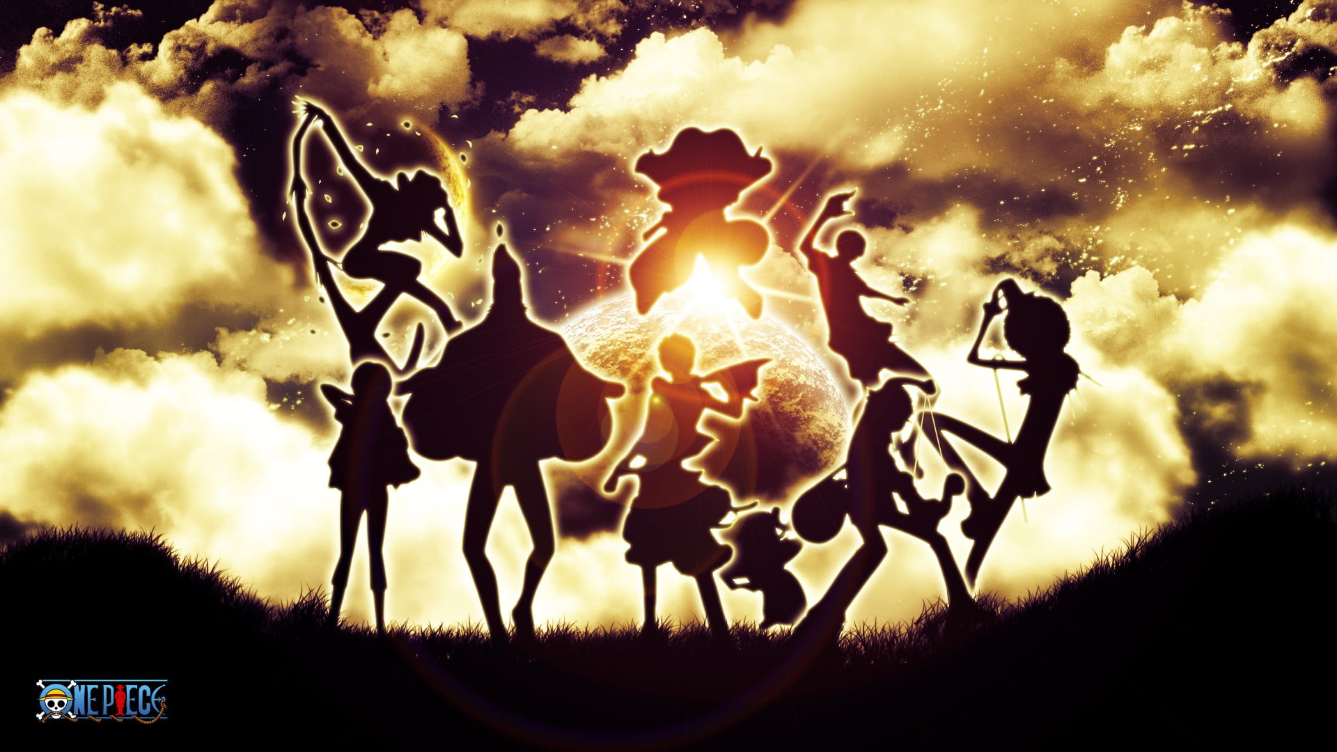 one, sky, field, outdoors, mammal, One Piece, domestic animals, animal themes, livestock, lens flare, grass, silhouette, sunset, piece, clouds, domestic, HD Wallpaper