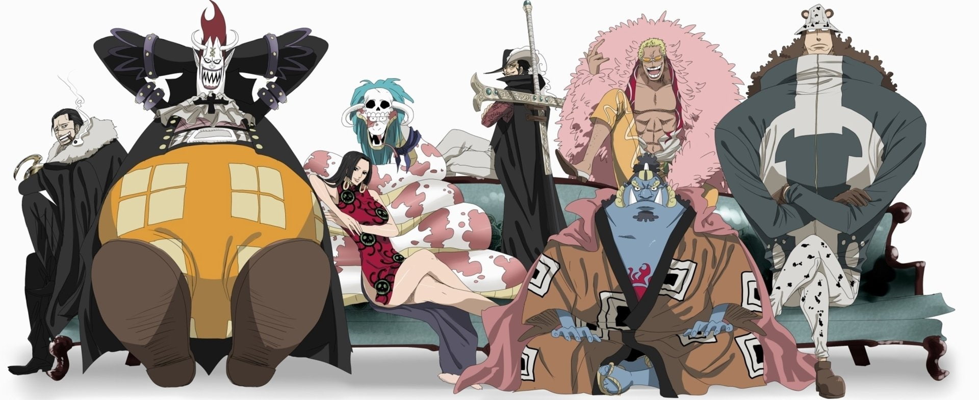 Anime, 1080P, One Piece, Shichibukai (One Piece), Crocodile (One Piece), Boa Hancock, Bartholomew Kuma, Dracule Mihawk, Donquixote Doflamingo, Gekko Moriah, HD Wallpaper