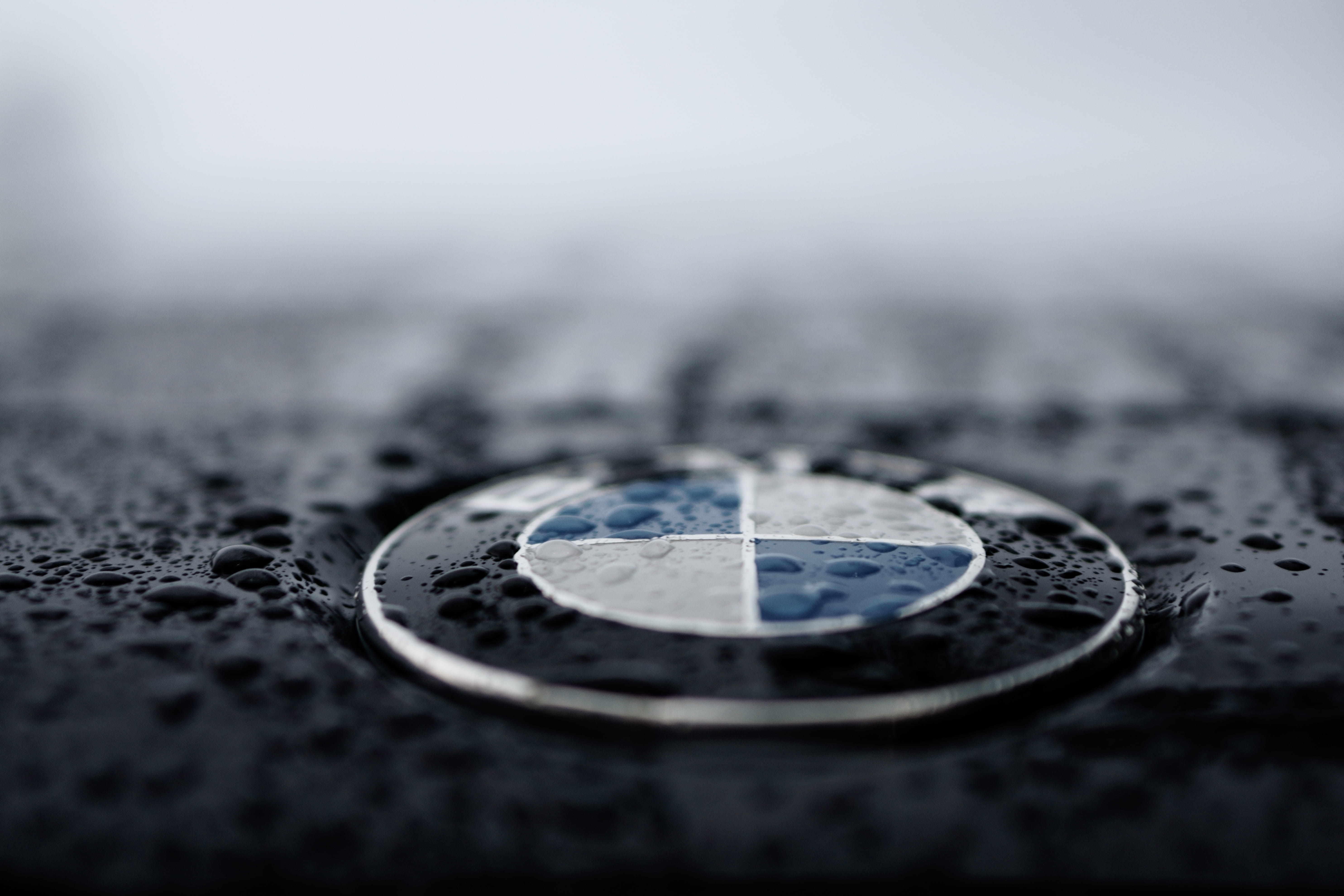 flag, trademark, star symbol, recycling symbol, money, close-up, rain, car, studio shot, wristwatch, blue, 5K, drain, bmw, symbol, photo, drops, badge, HD Wallpaper