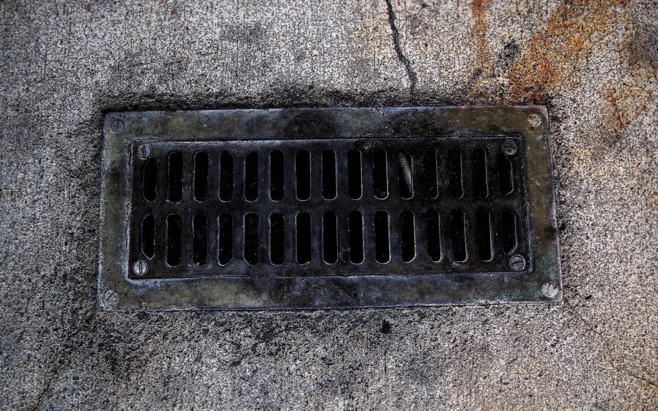 built structure, black, grate, close-up, old, rough, architecture, surface, 2K, backgrounds, steel, textured, metal, sewer, no people, rusty, outdoors, HD Wallpaper
