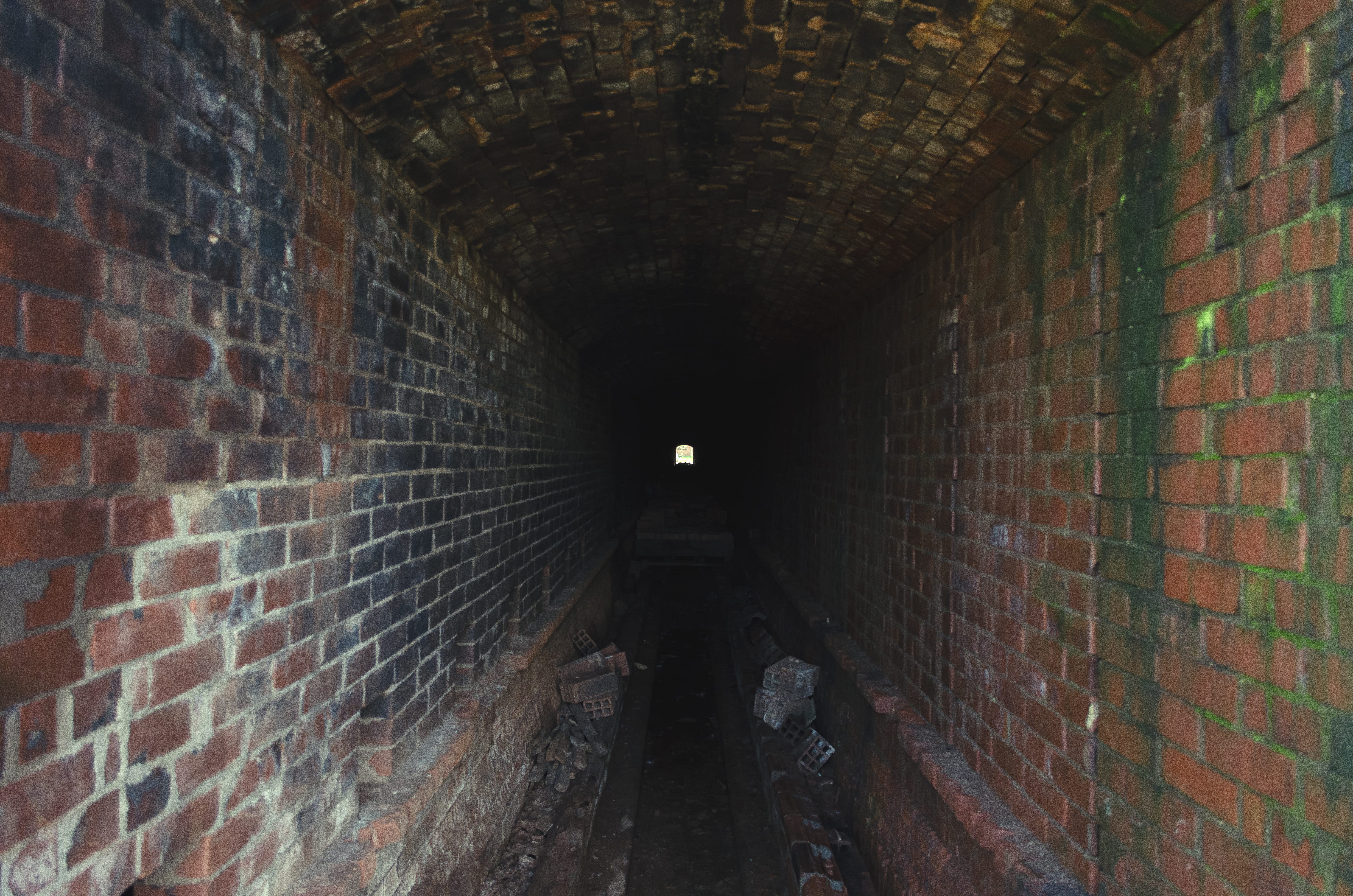 coal, illuminated, sewer, brick wall, wall - building feature, the way forward, vanishing point, city, vehicle, bunker, train, 4K, indoors, lighting equipment, HD Wallpaper