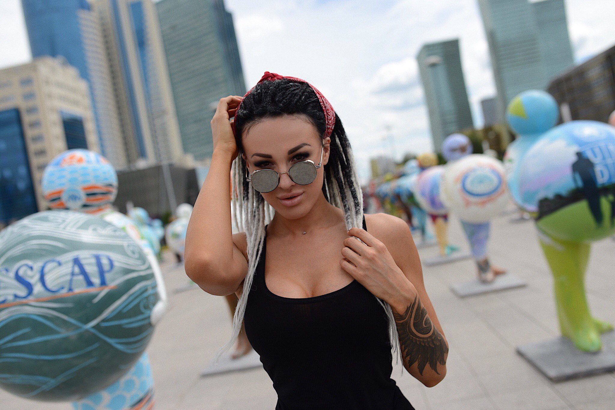 tattoo, 1080P, women, dreadlocks, portrait, depth of field, HD Wallpaper