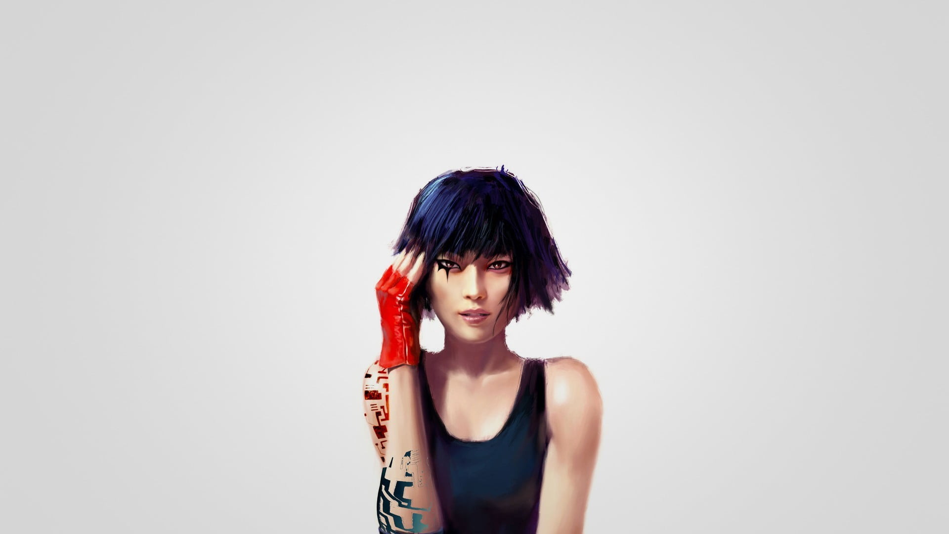 tank, dyed hair, young women, human hair, hipster - person, one person, indoors, studio shot, Mirrors Edge, women, bangs, s, hairstyle, waist up, copy space, HD Wallpaper