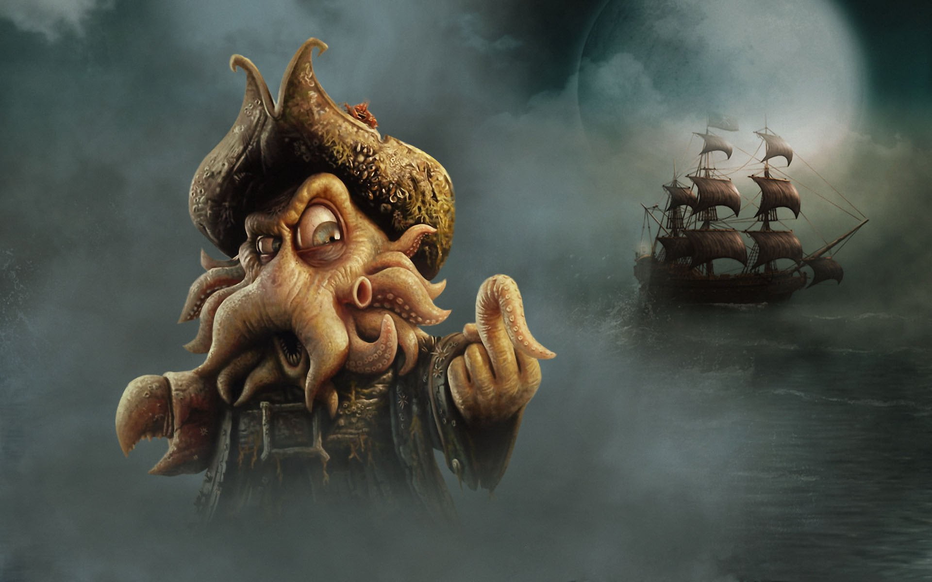aggression, Pirate, fog, sculpture, Pirates Of The Caribbean, mammal, creativity, male likeness, representation, wood - material, digital composite, smoke - physical structure, HD Wallpaper